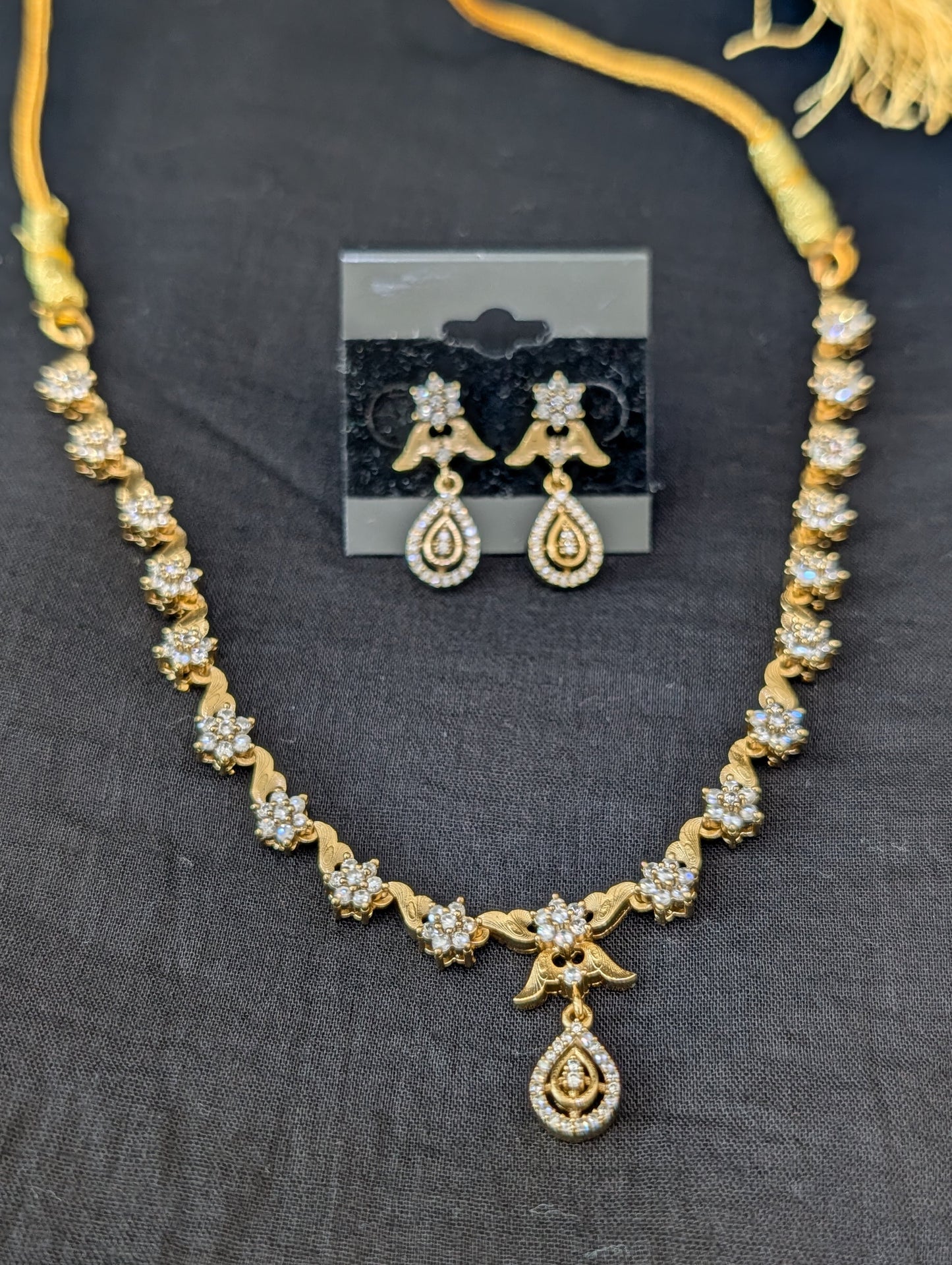 Antique Mehandi gold plated CZ Choker set