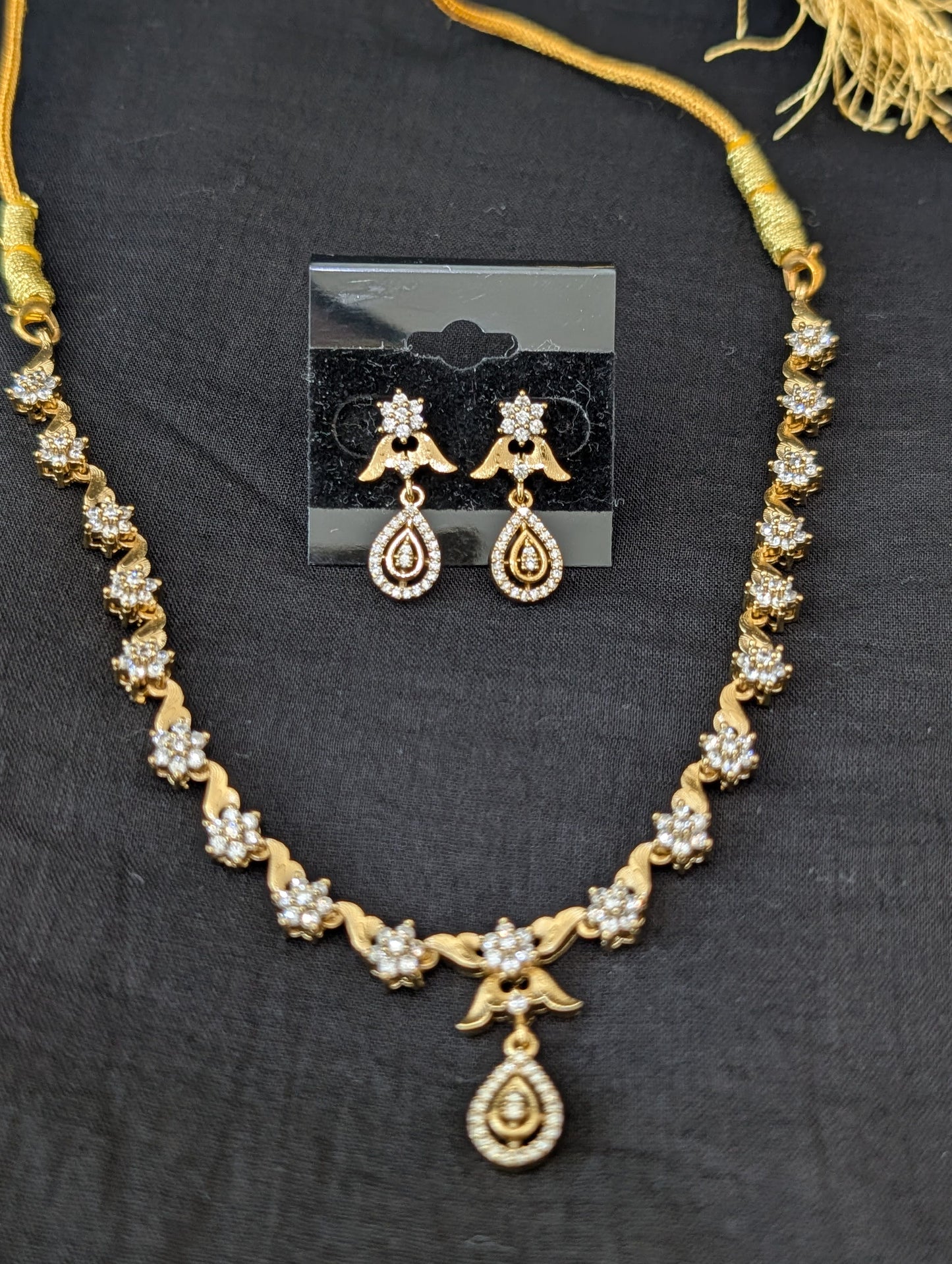 Antique Mehandi gold plated CZ Choker set