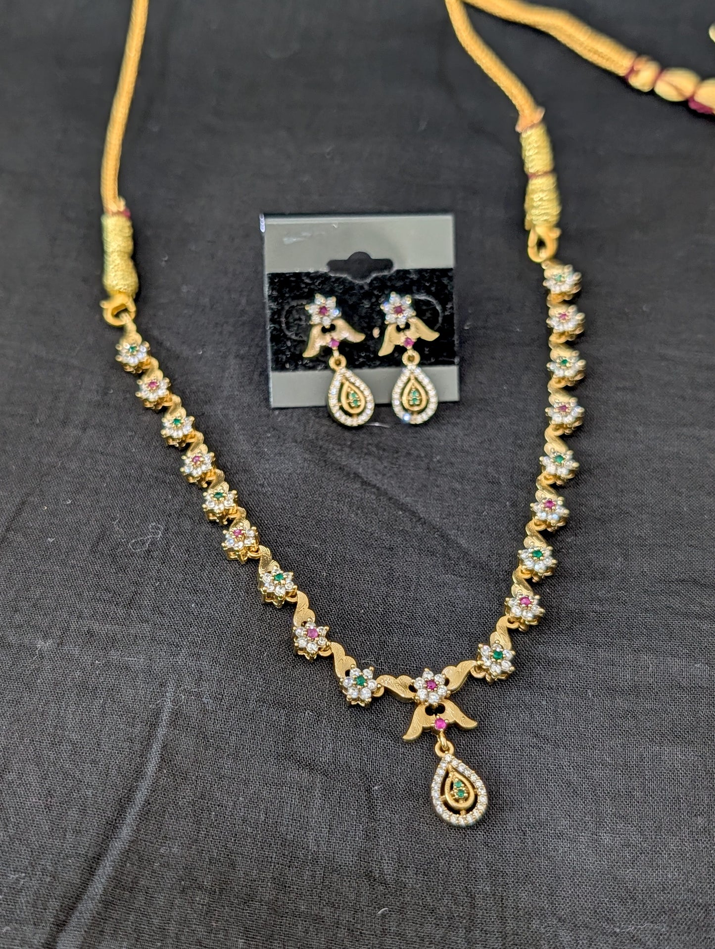 Antique Mehandi gold plated CZ Choker set