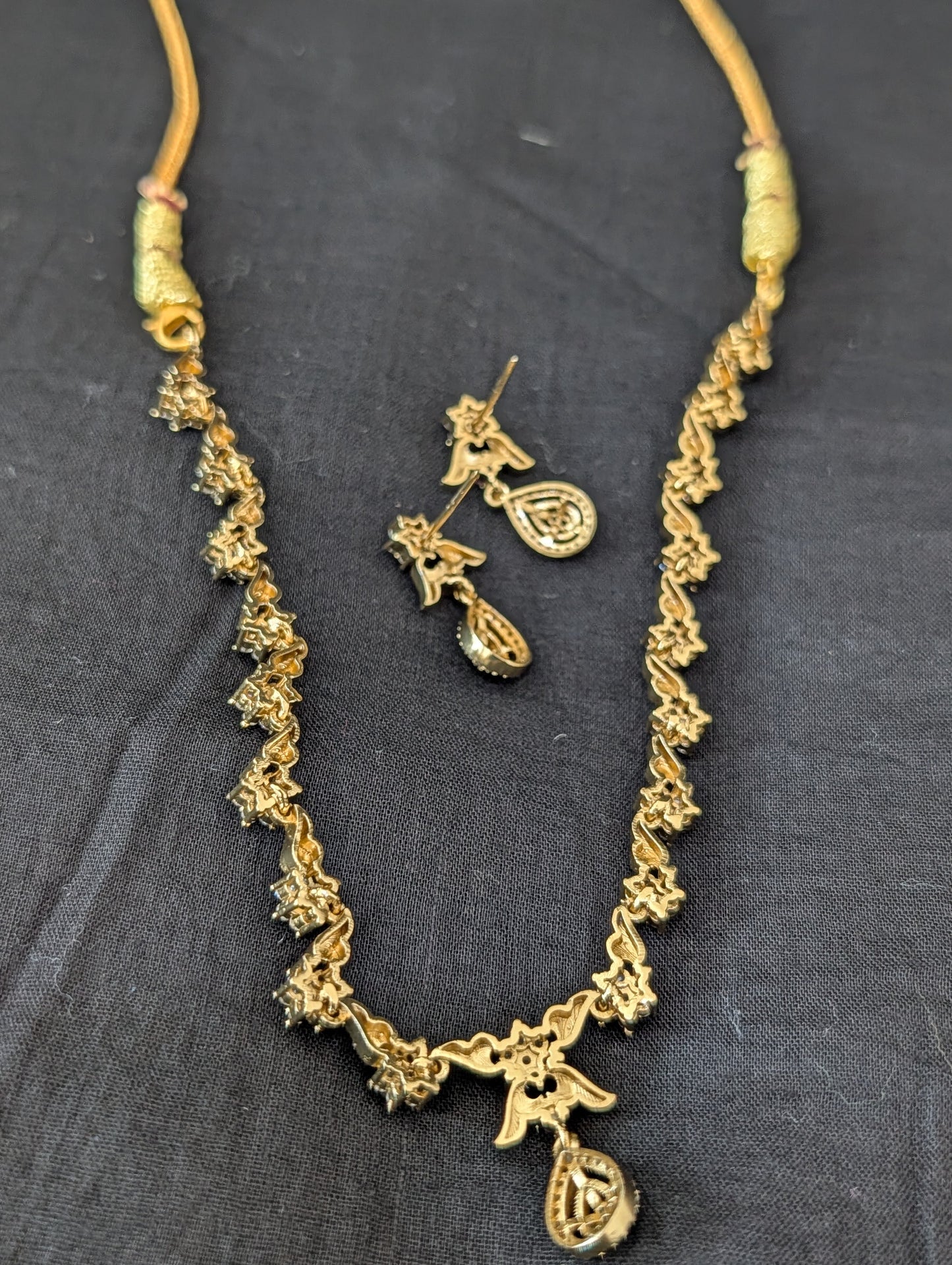Antique Mehandi gold plated CZ Choker set