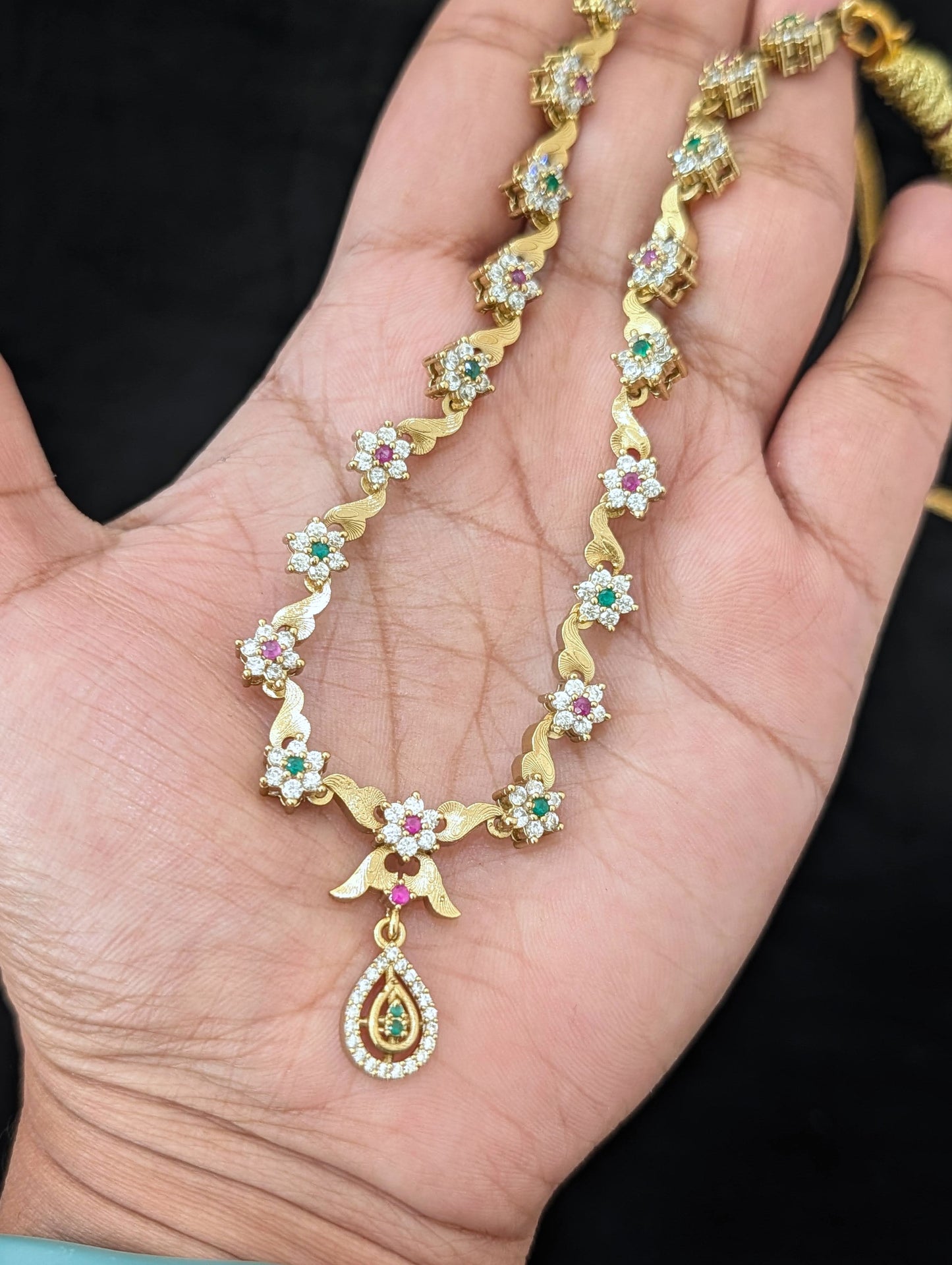 Antique Mehandi gold plated CZ Choker set