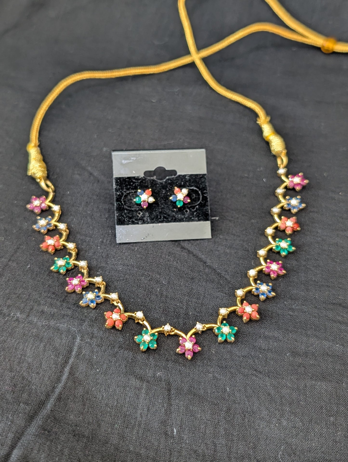 Navaratna stone Replica Mini Choker set