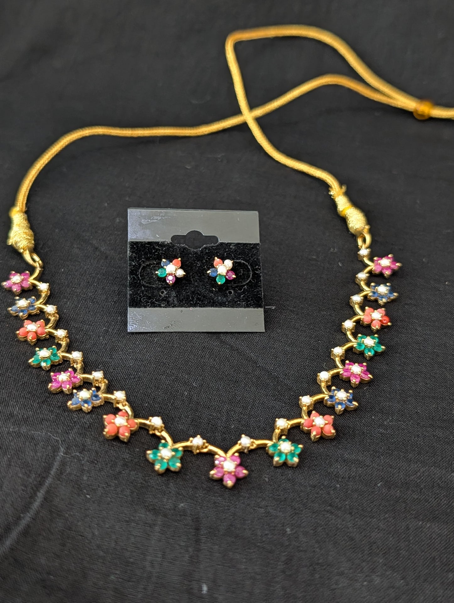 Navaratna stone Replica Mini Choker set