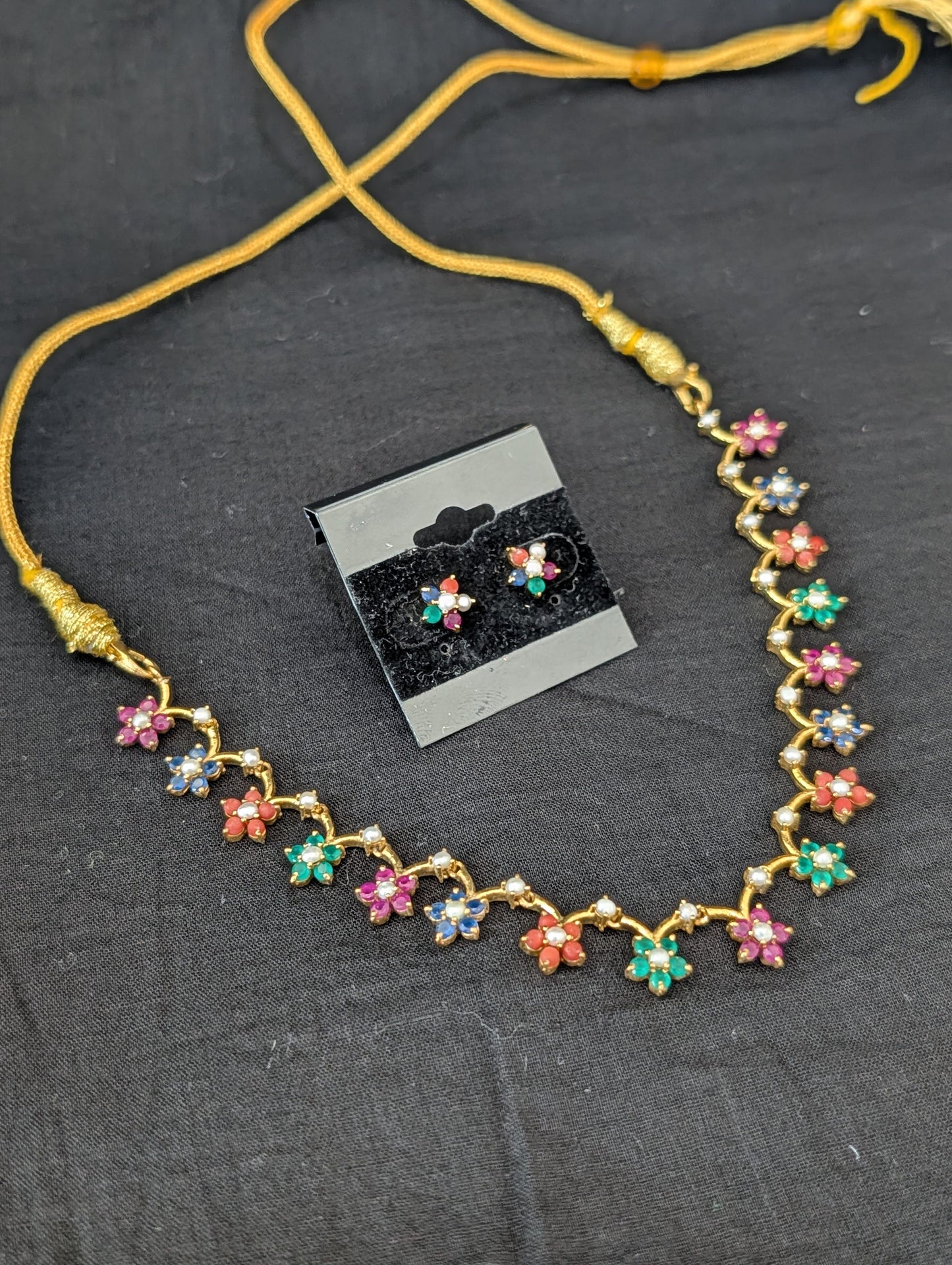 Navaratna stone Replica Mini Choker set