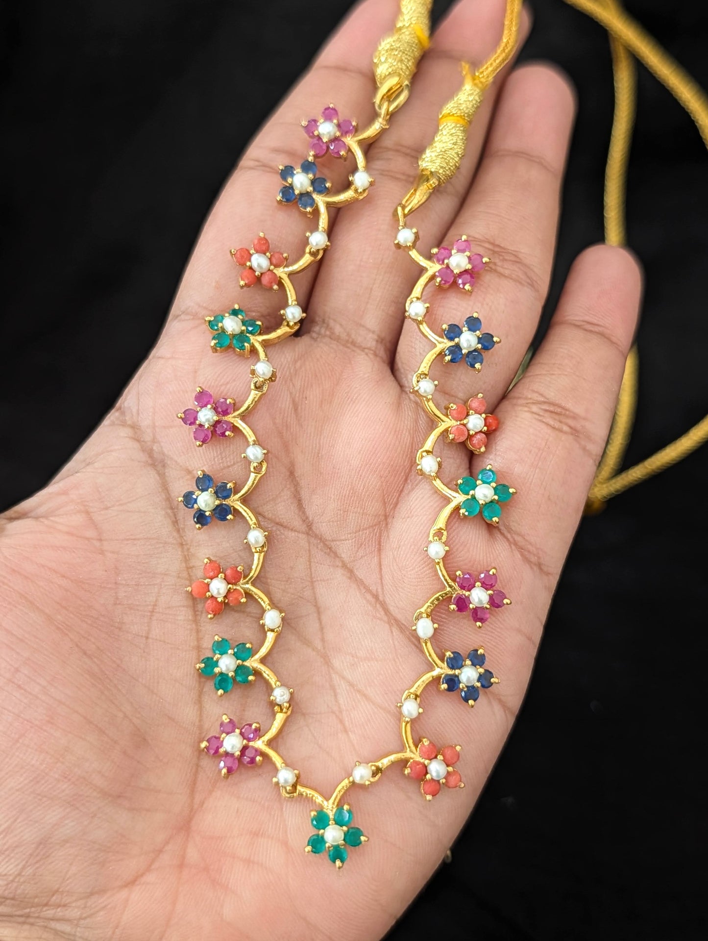Navaratna stone Replica Mini Choker set