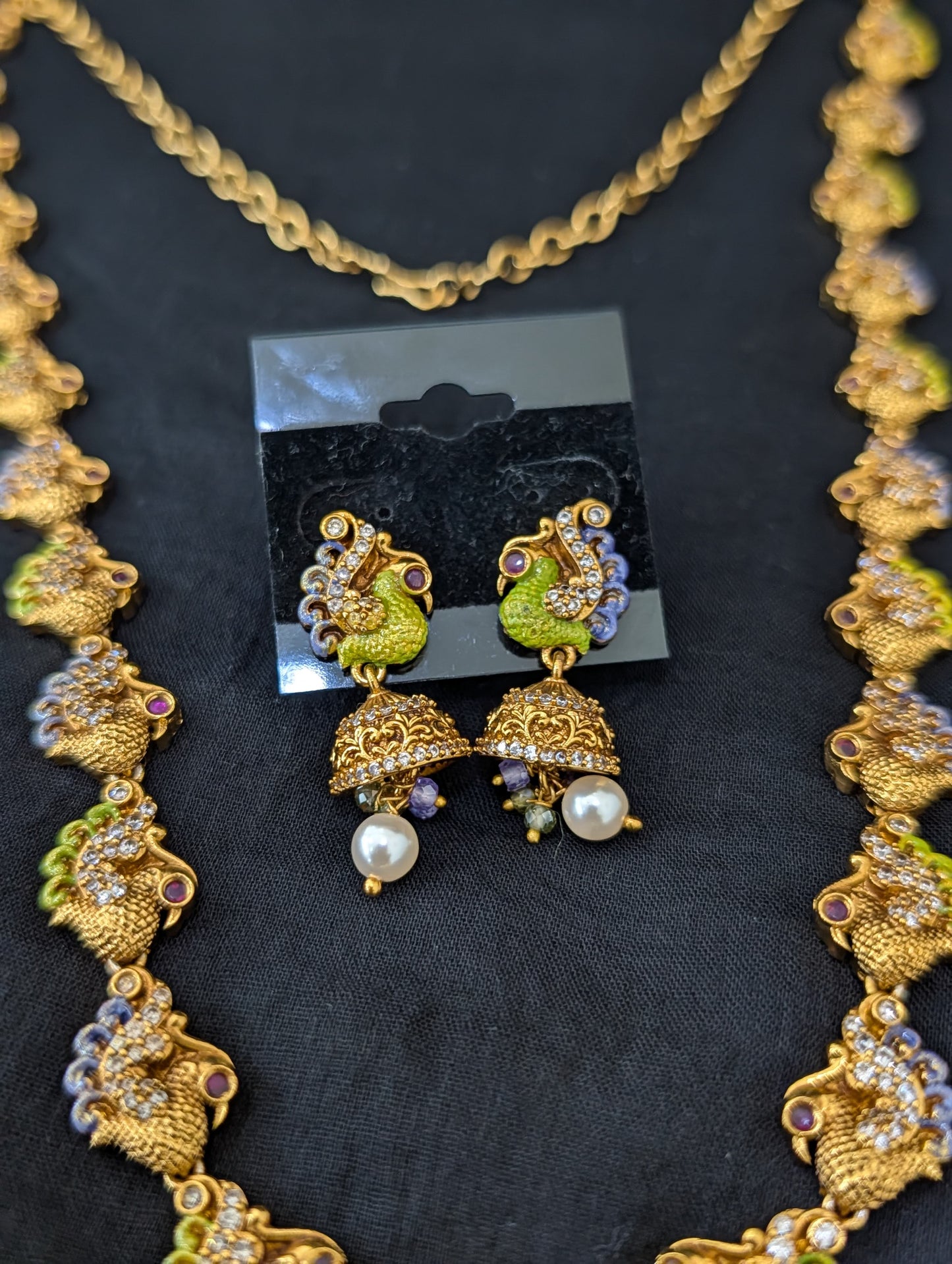 Handcrafted Lakshmi ji Pendant Antique Long Necklace set