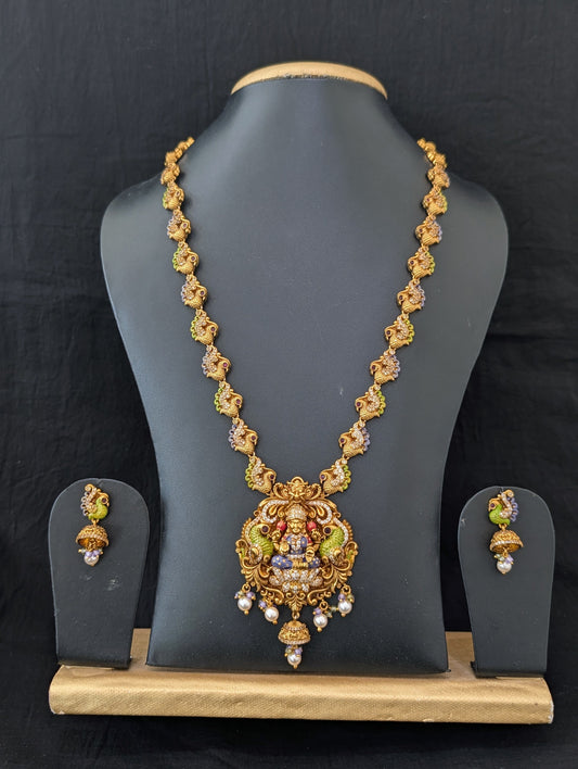 Handcrafted Lakshmi ji Pendant Antique Long Necklace set