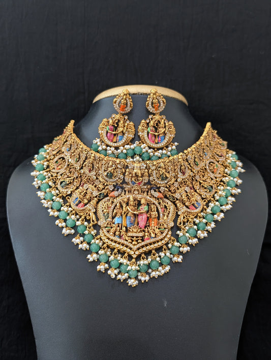 Thirukalyanam design Grand Antique Choker Necklace set