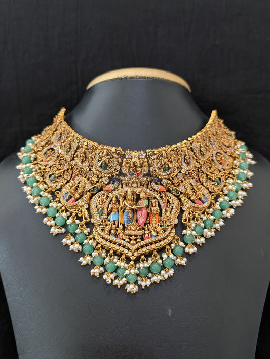 Thirukalyanam design Grand Antique Choker Necklace set