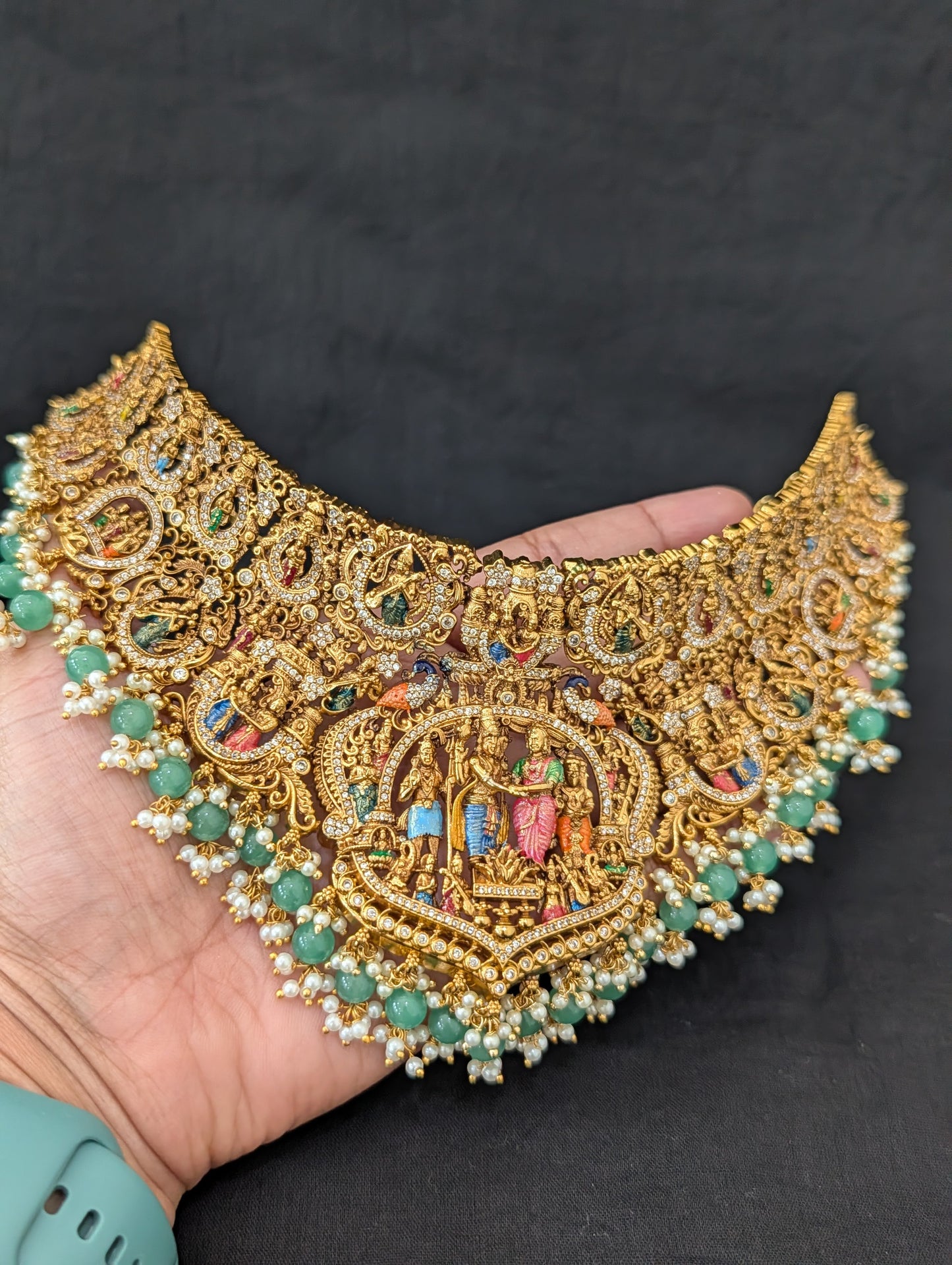 Thirukalyanam design Grand Antique Choker Necklace set