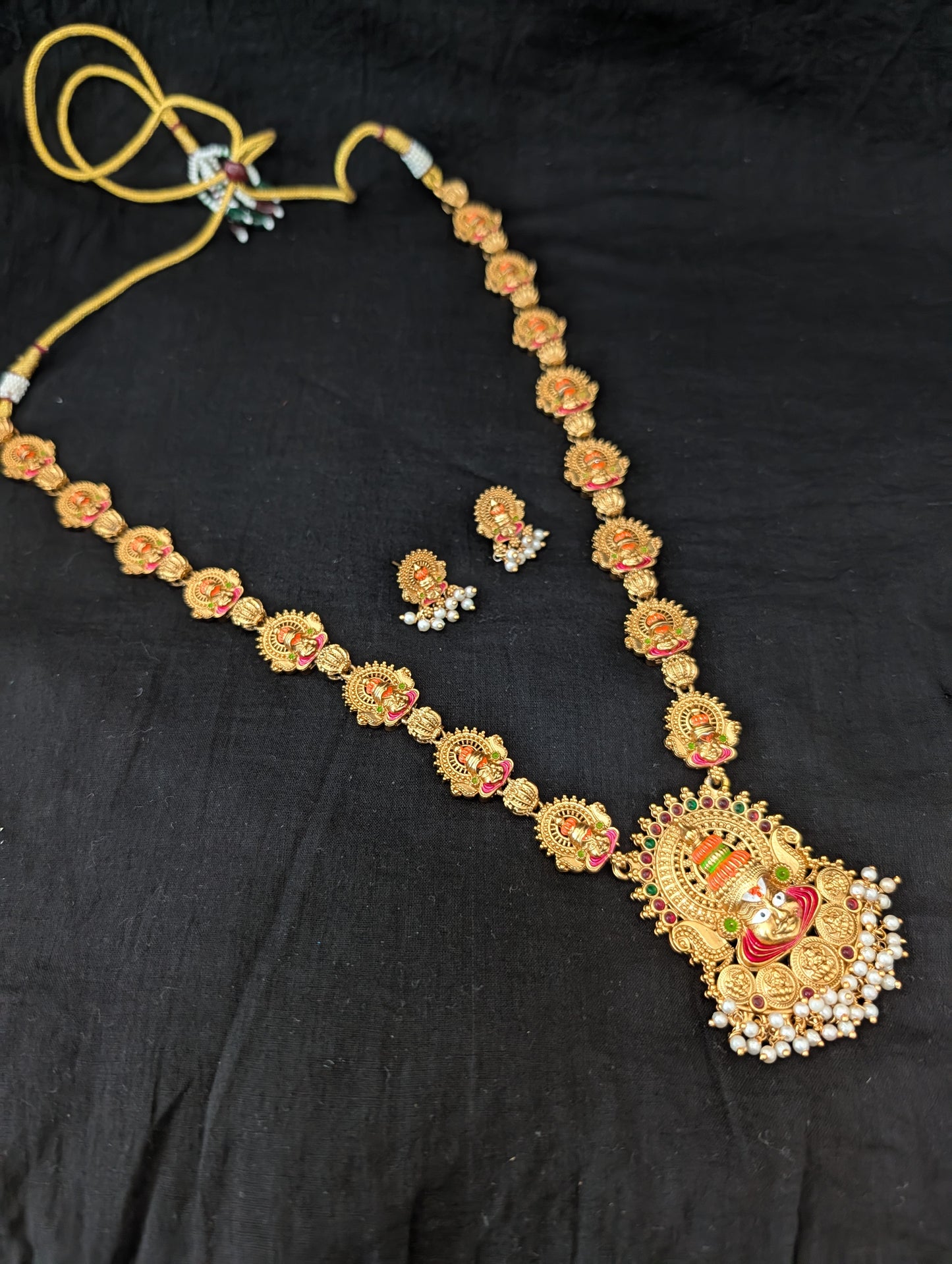 Hand painted Kathakali dance inspired Long Haram Necklace set