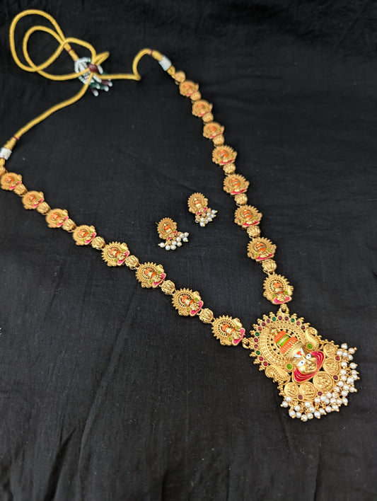 Hand painted Kathakali dance inspired Long Haram Necklace set