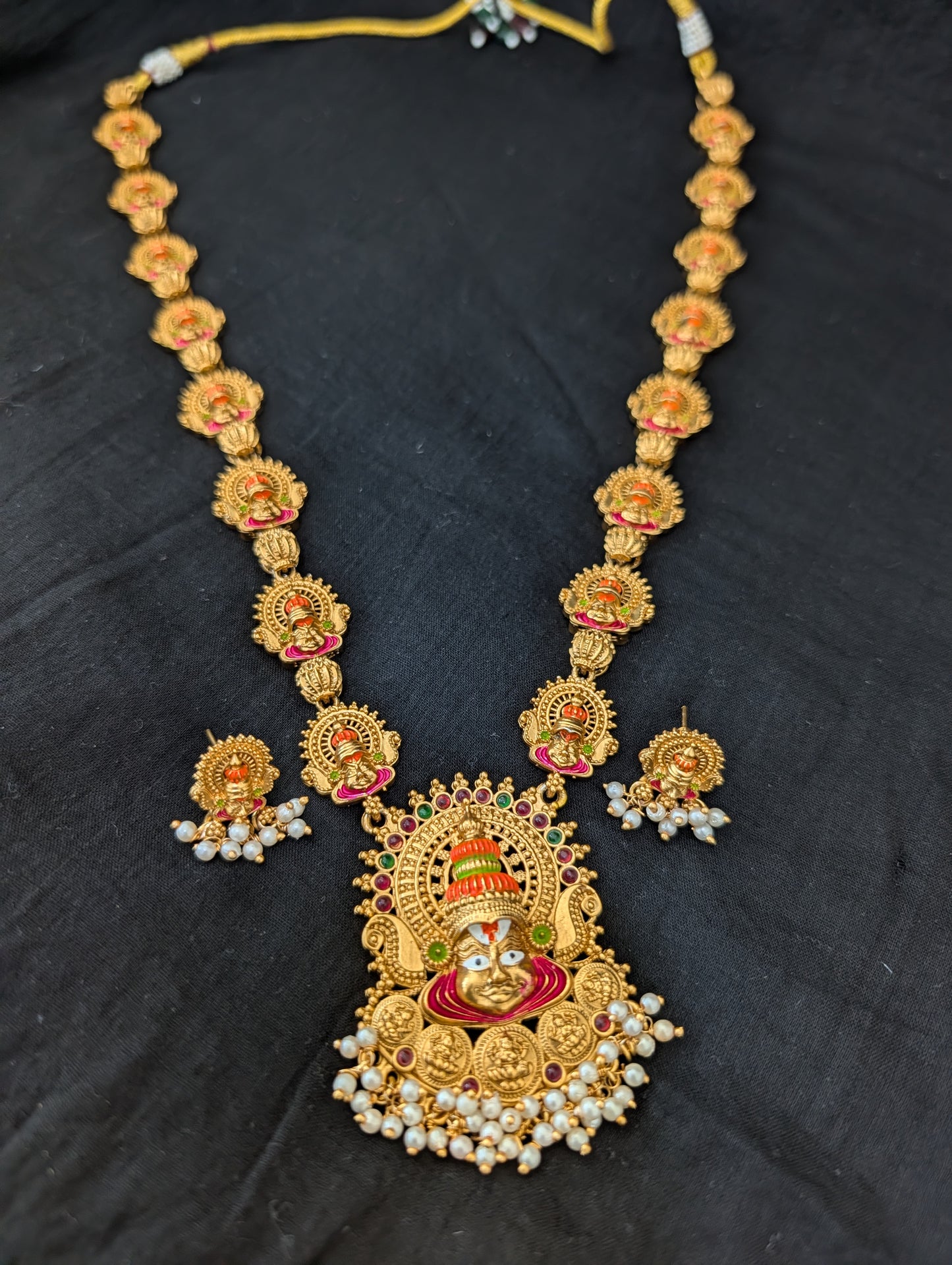 Hand painted Kathakali dance inspired Long Haram Necklace set