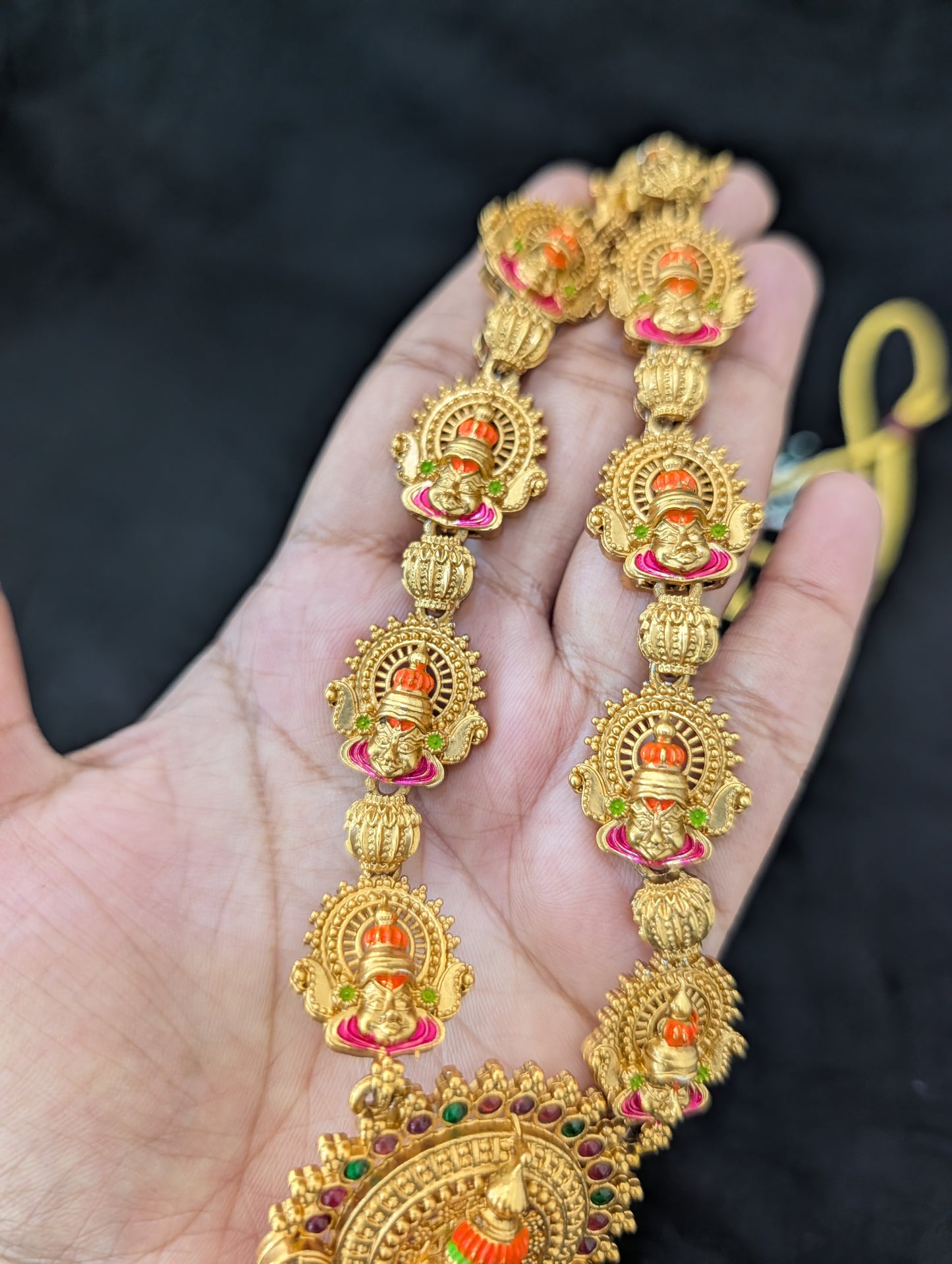 Hand painted Kathakali dance inspired Long Haram Necklace set