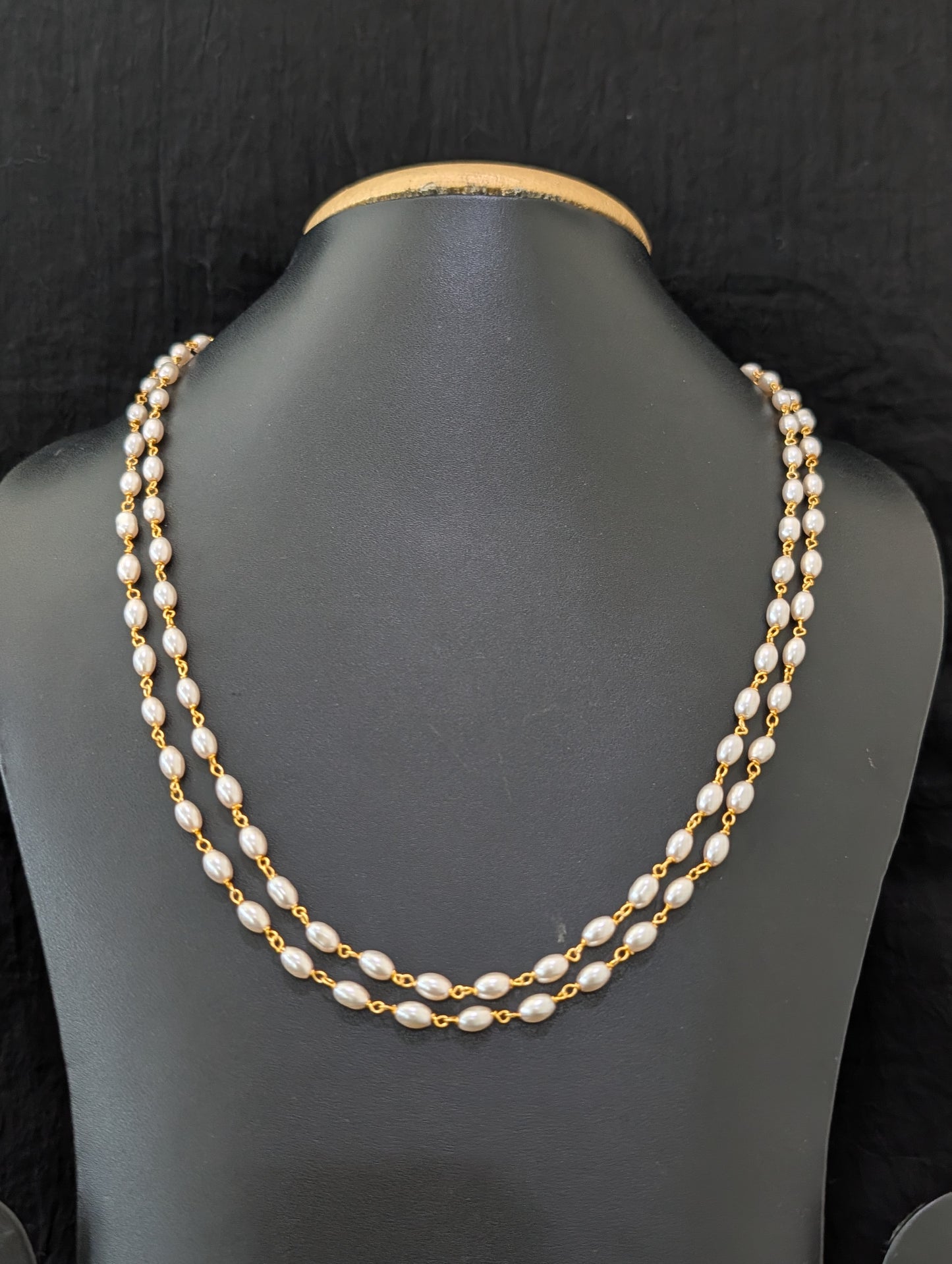 Dual strand Pearl Casual Choker Necklace