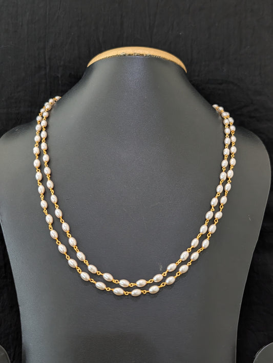 Dual strand Pearl Casual Choker Necklace