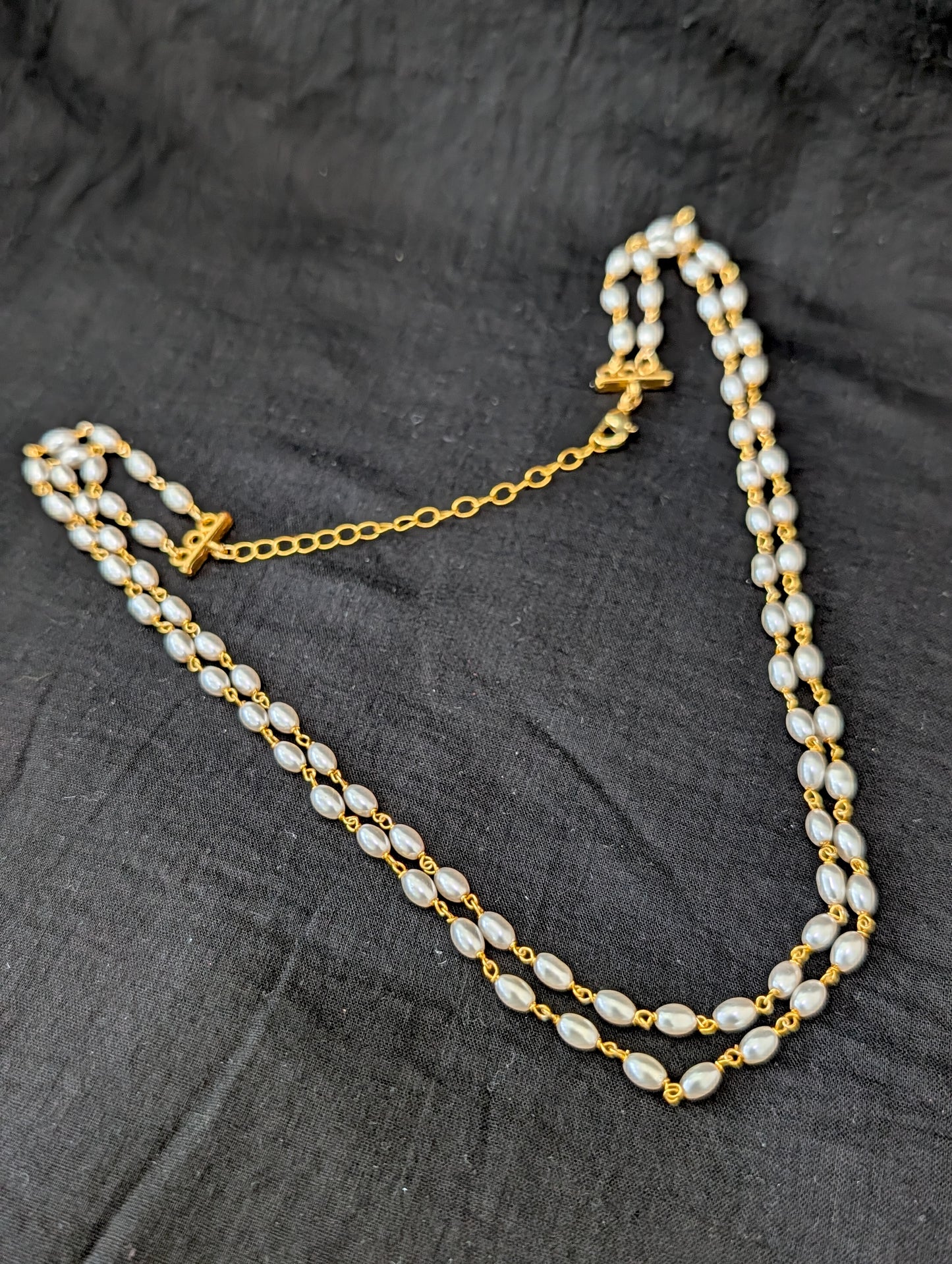 Dual strand Pearl Casual Choker Necklace