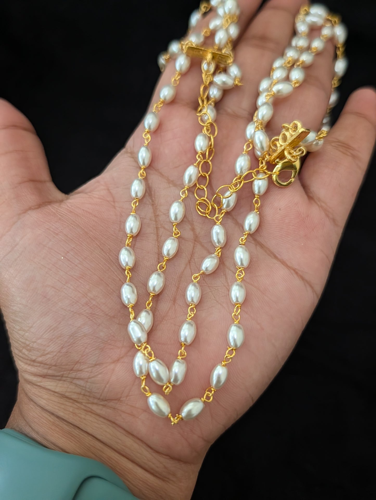 Dual strand Pearl Casual Choker Necklace