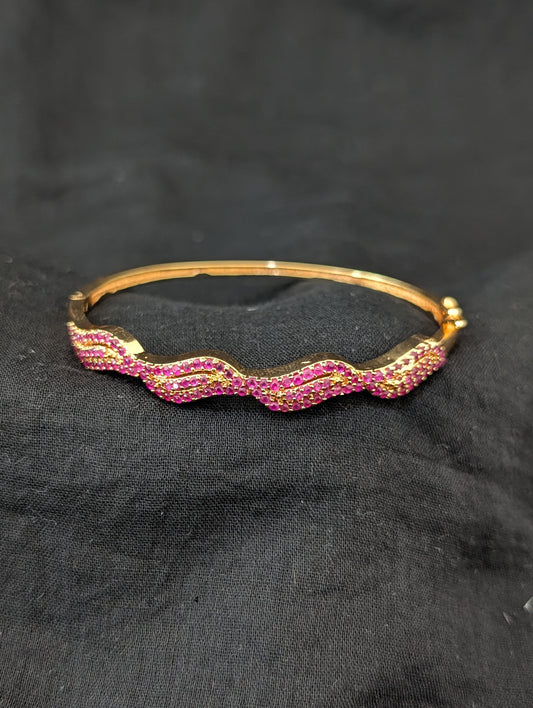 CZ stone Gold plated Curvy Bangle Bracelet