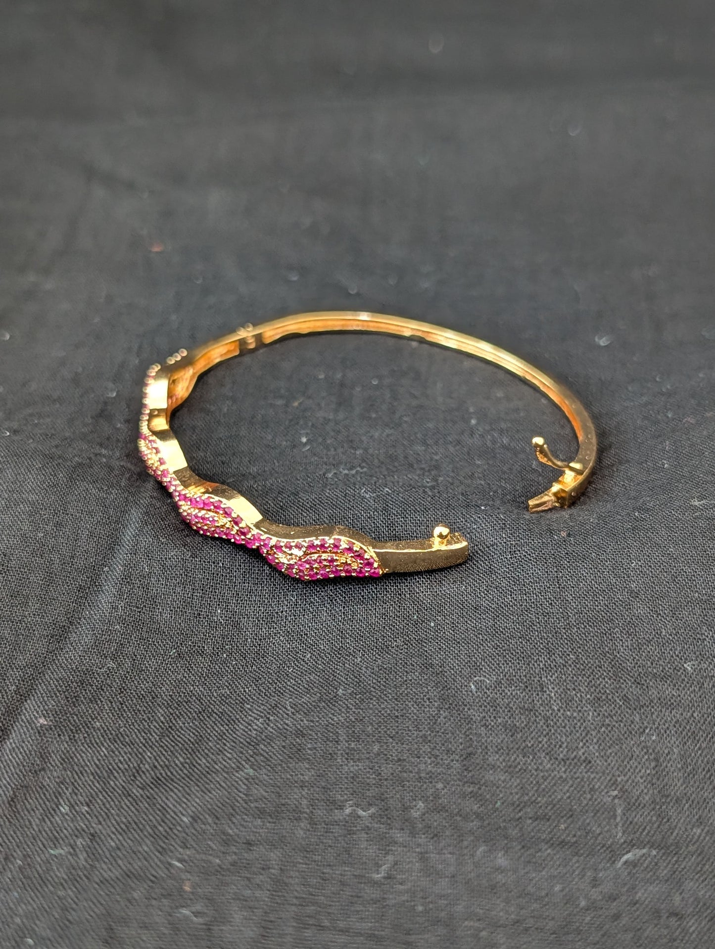 CZ stone Gold plated Curvy Bangle Bracelet