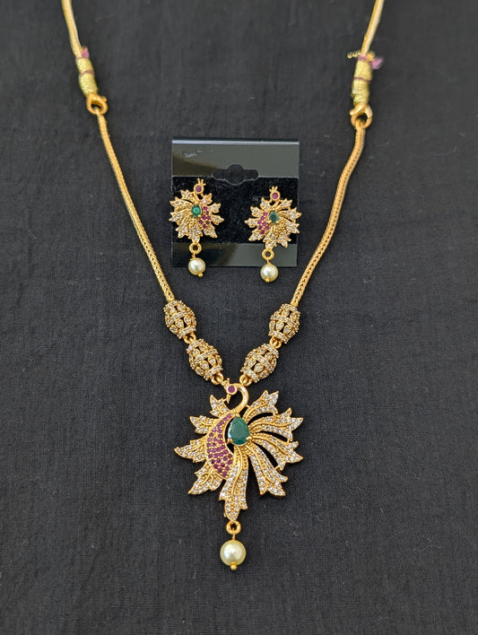 Antique Peacock design CZ Choker Stud set