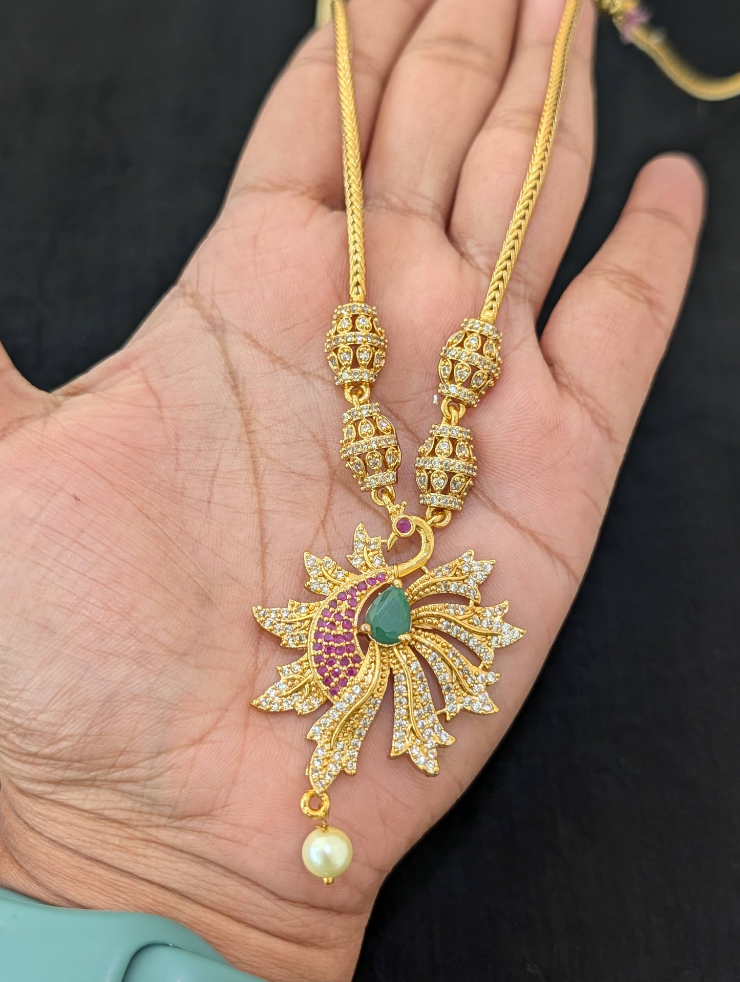 Antique Peacock design CZ Choker Stud set