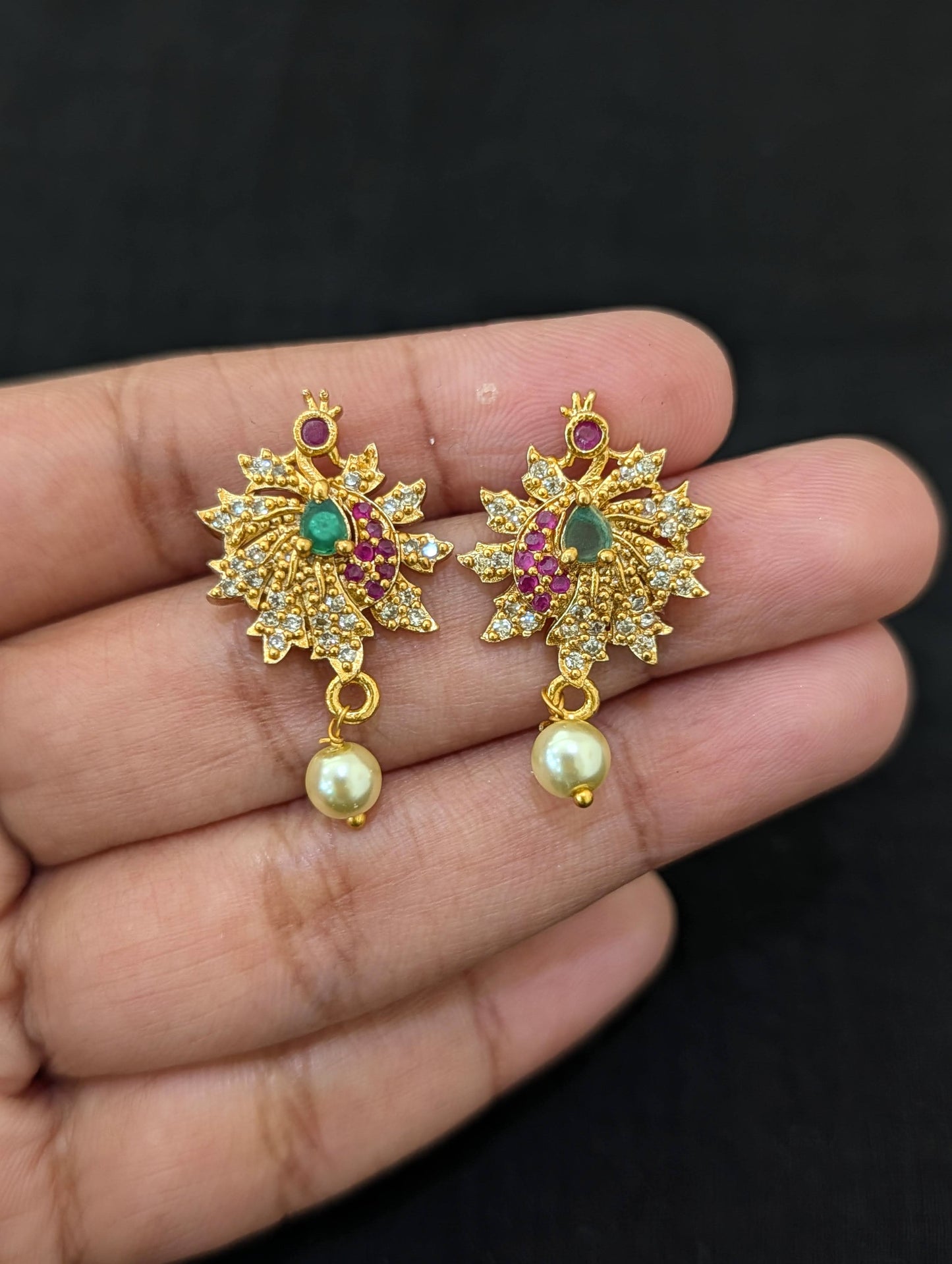 Antique Peacock design CZ Choker Stud set
