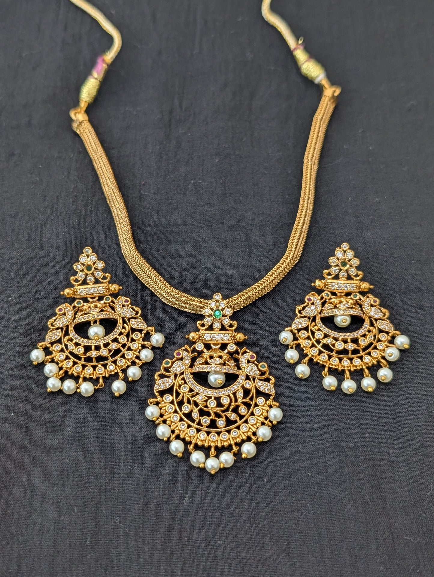 Antique Chandbali design CZ Choker set