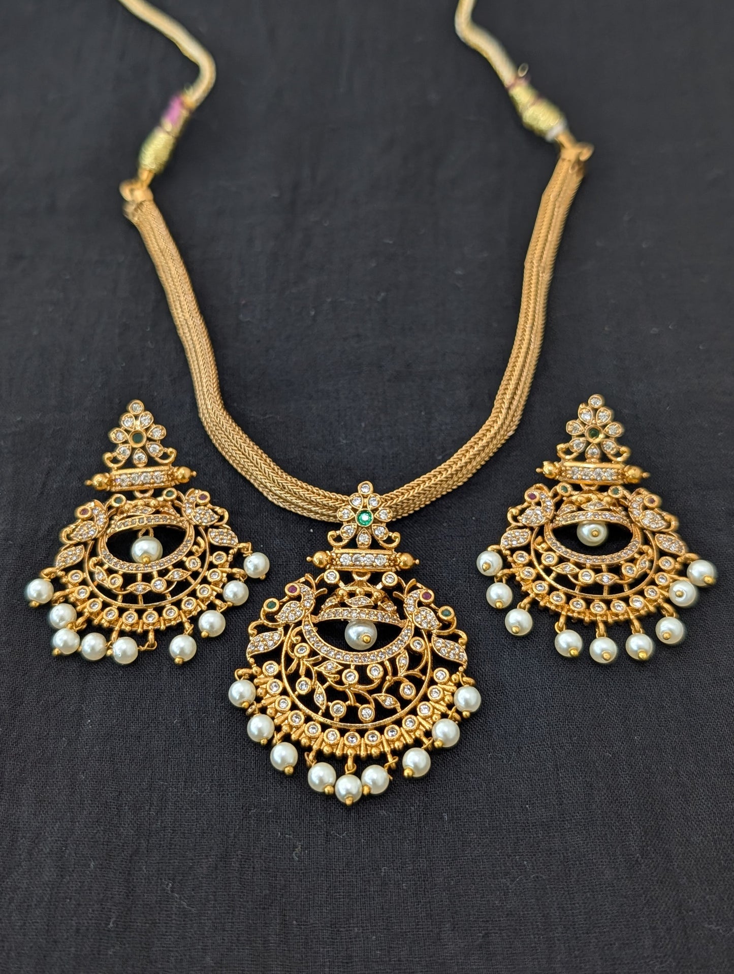 Antique Chandbali design CZ Choker set