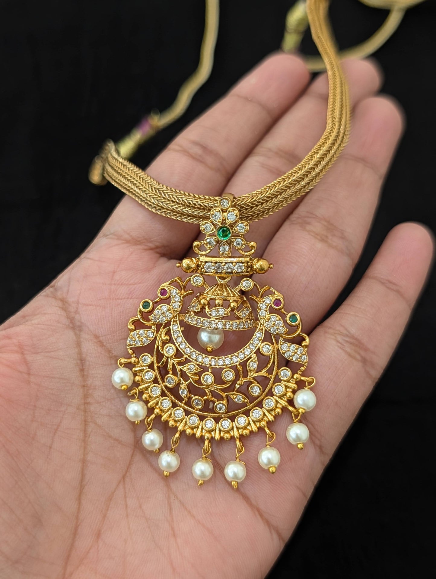 Antique Chandbali design CZ Choker set