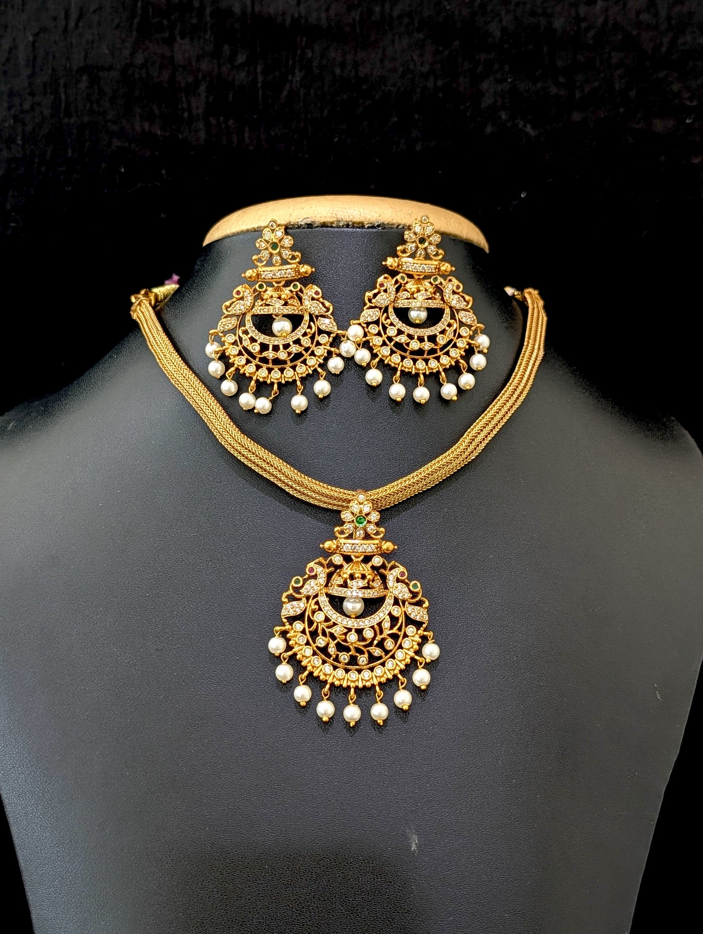 Antique Chandbali design CZ Choker set