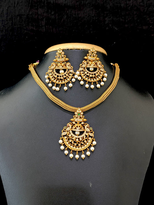 Antique Chandbali design CZ Choker set