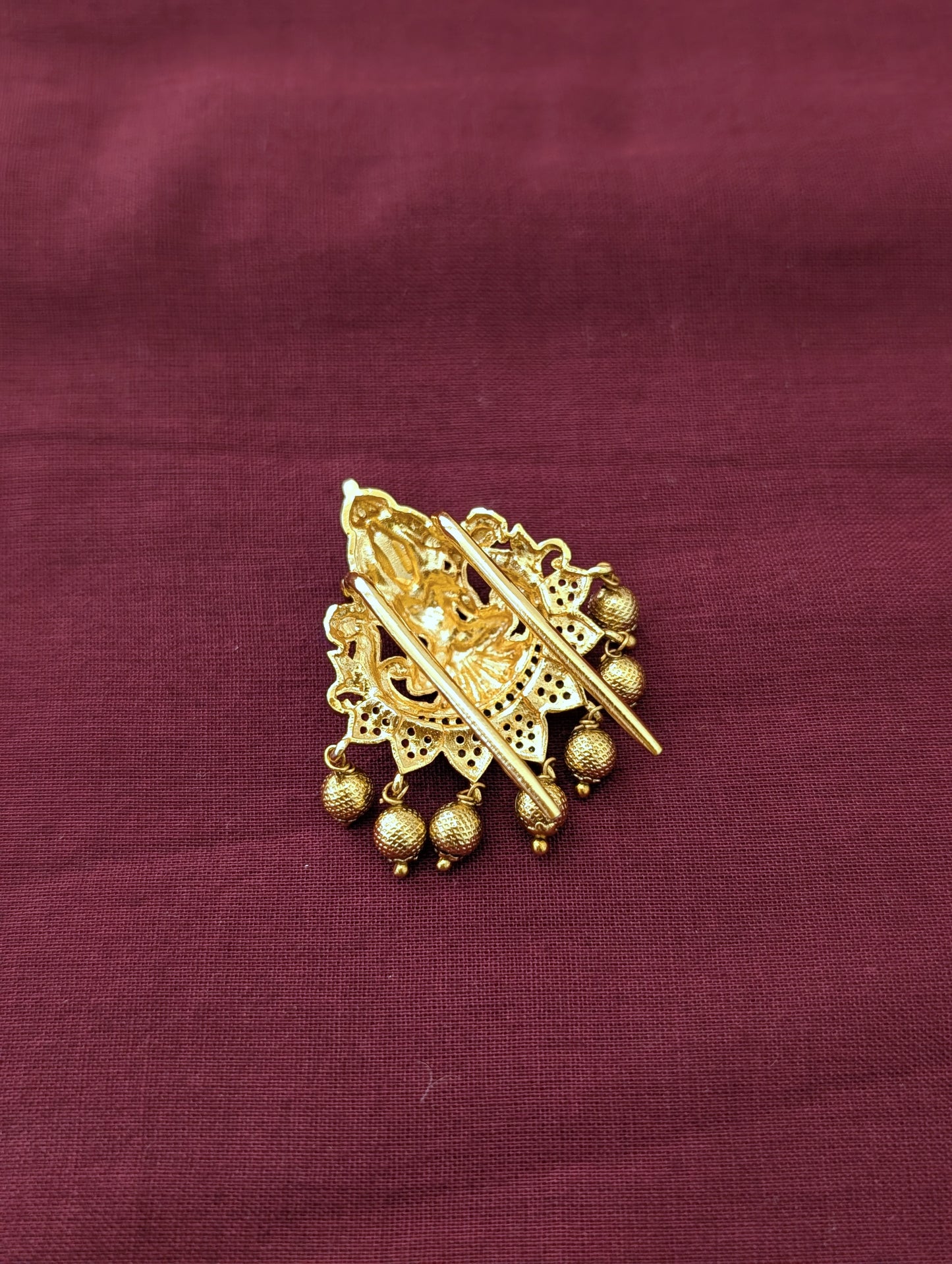 Antique Gold plated Medium Clip on Hair Brooch - D3