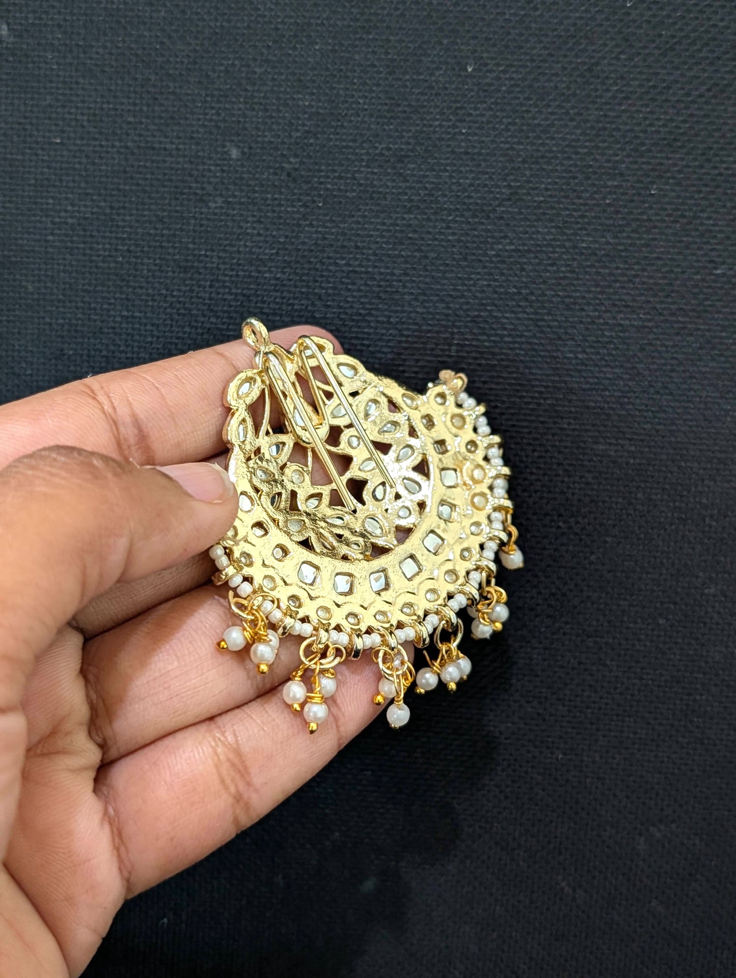 Kundan Clip on Hair brooch - D2