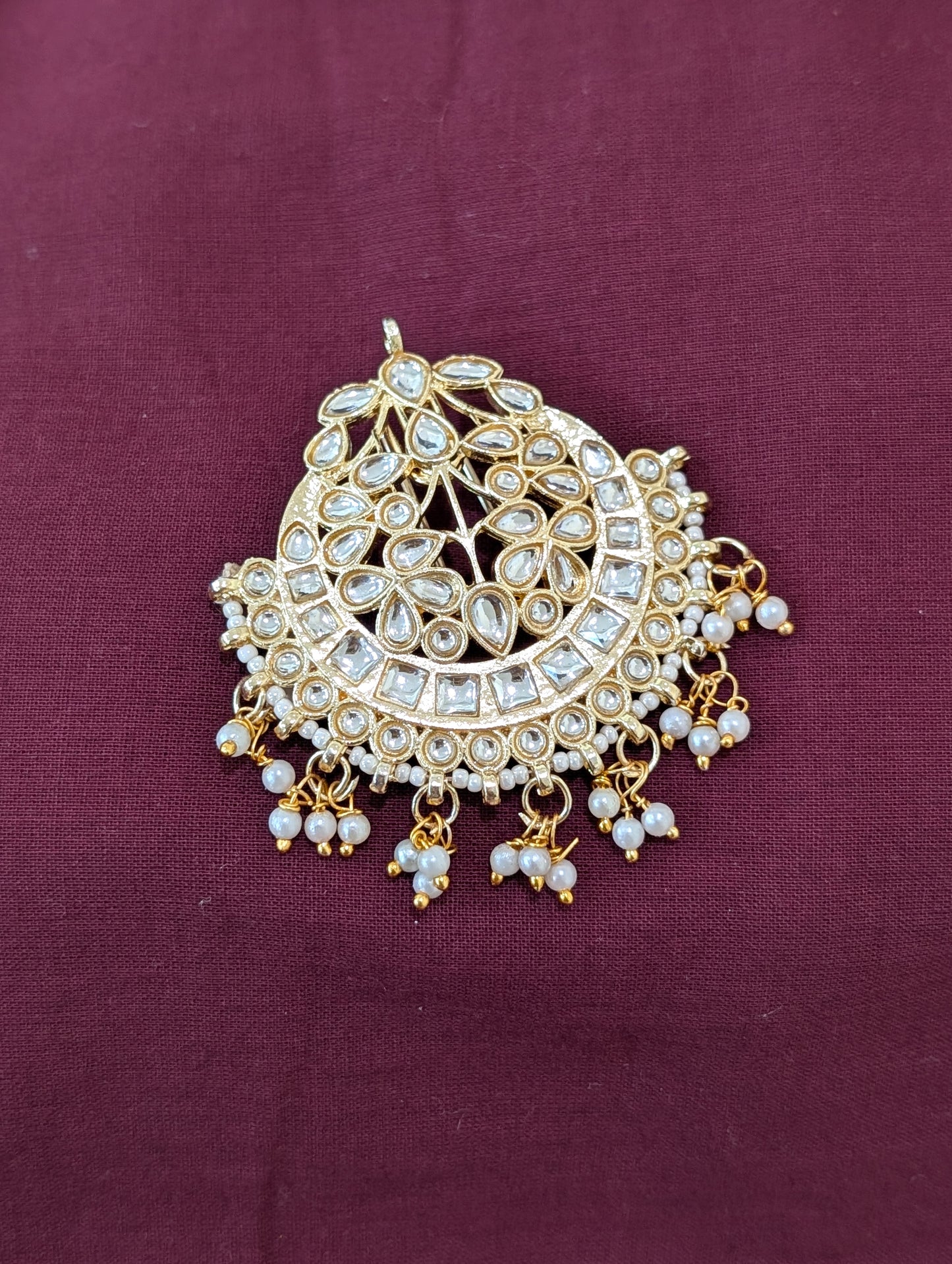 Kundan Clip on Hair brooch - D2