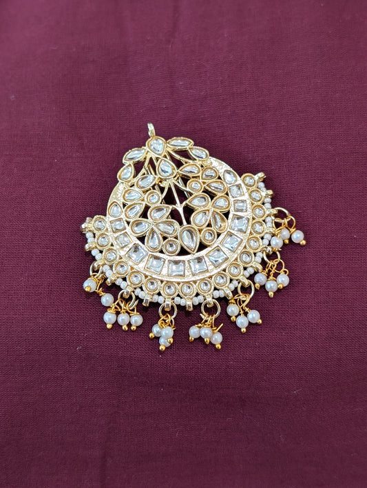 Kundan Clip on Hair brooch - D2