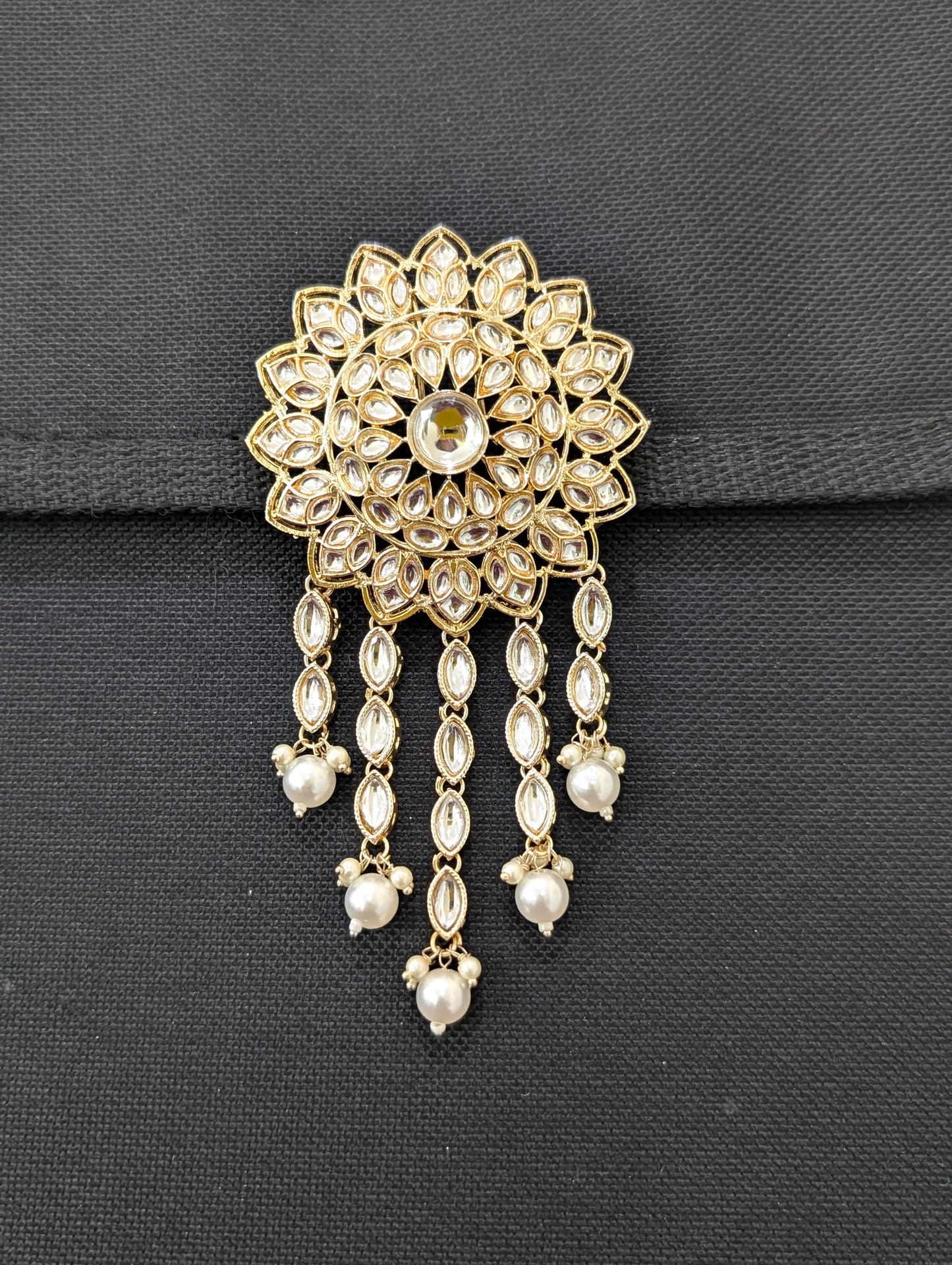 Kundan Clip on Hair brooch - D3
