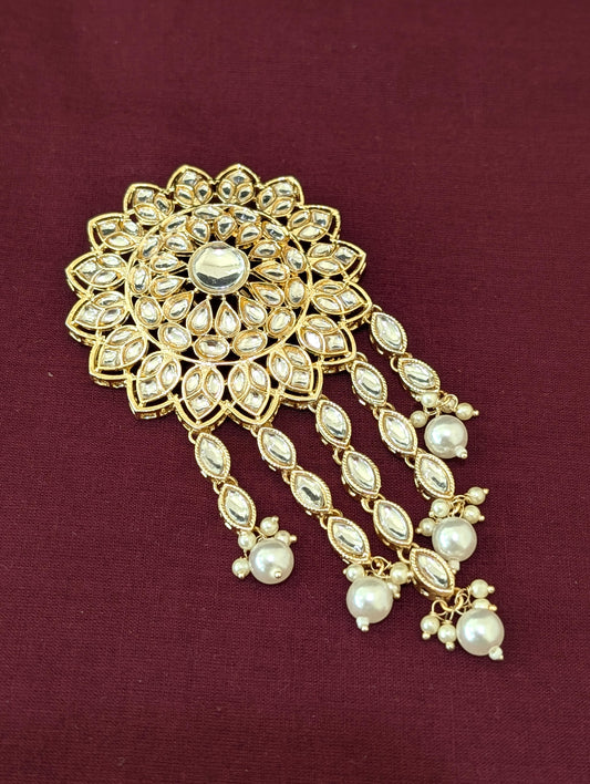 Kundan Clip on Hair brooch - D3