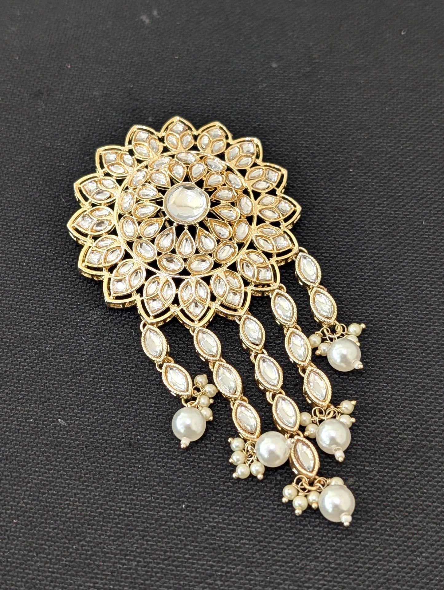 Kundan Clip on Hair brooch - D3