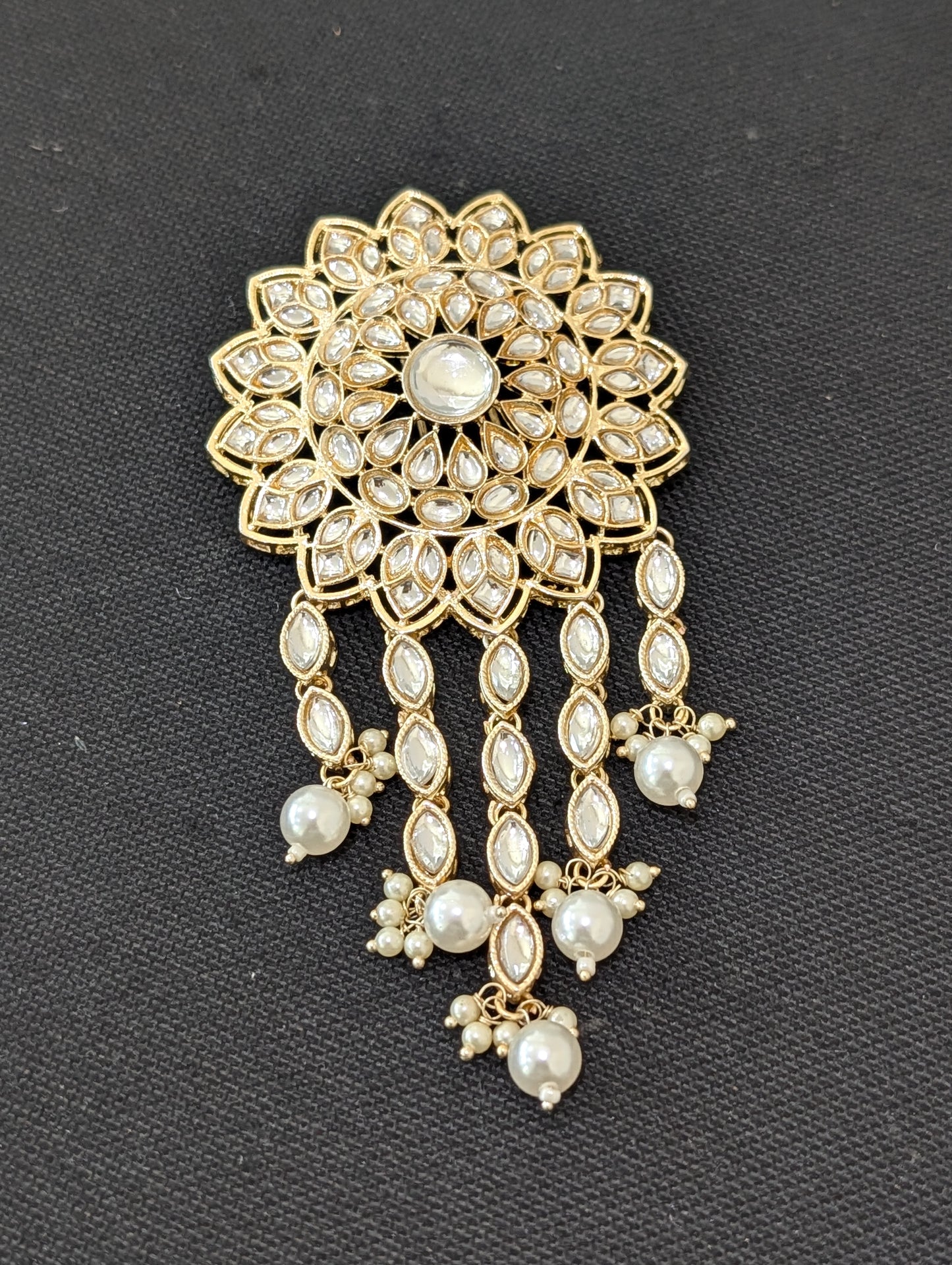 Kundan Clip on Hair brooch - D3