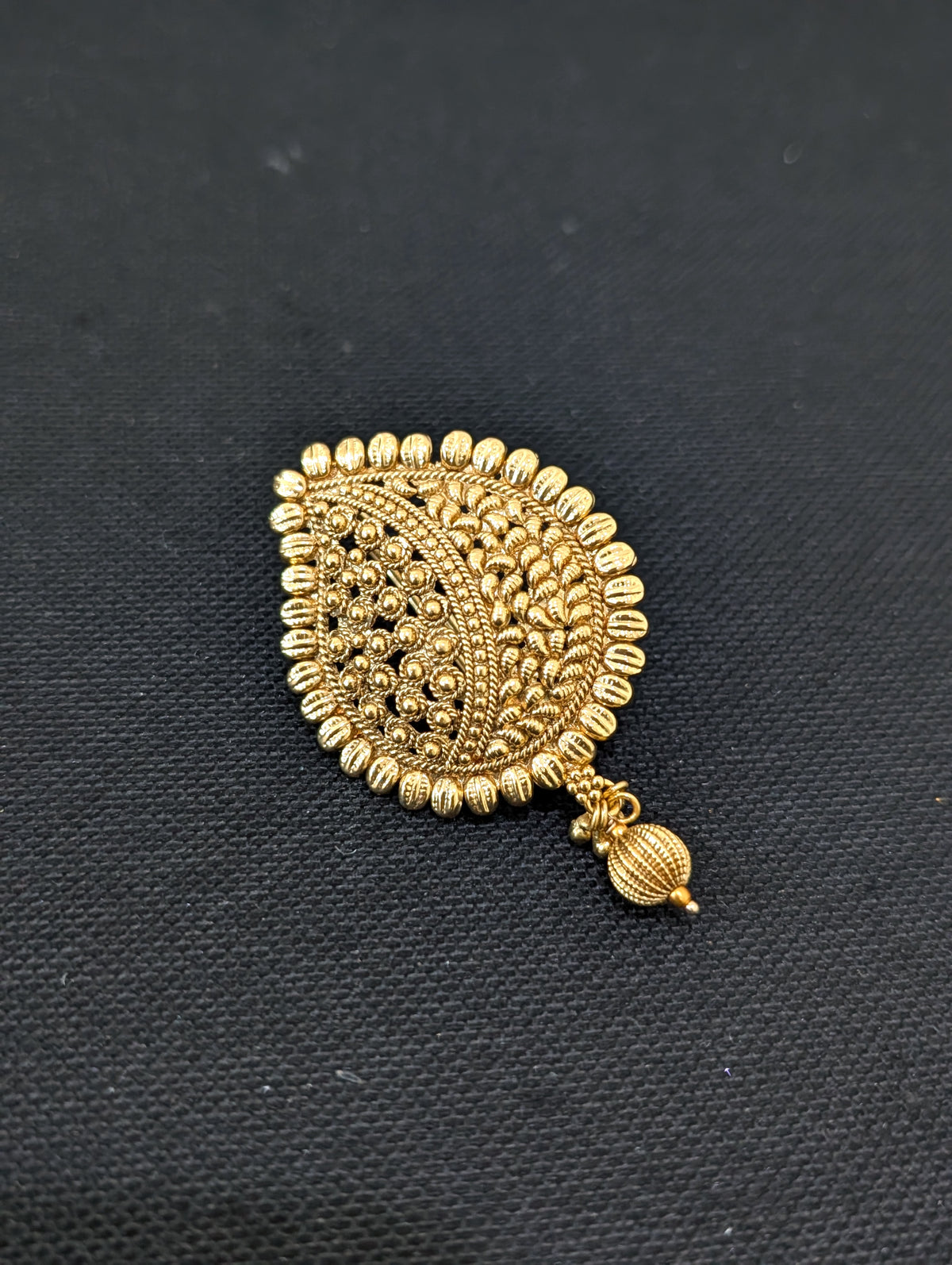 Light Gold plated Mango Clip on Hair Brooch - D1 - Simpliful
