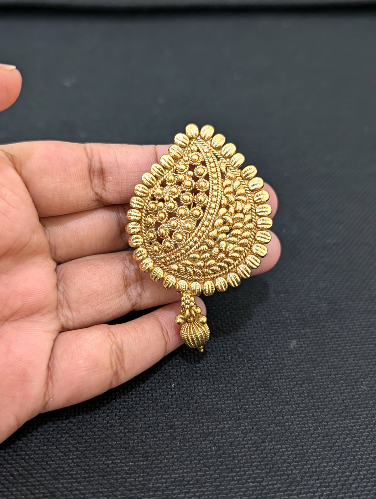 Light Gold plated Mango Clip on Hair Brooch - D1 - Simpliful