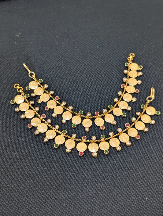 Goddess Lakshmi Coin Single layer Earrings chain / Maatal / Kaan Chain