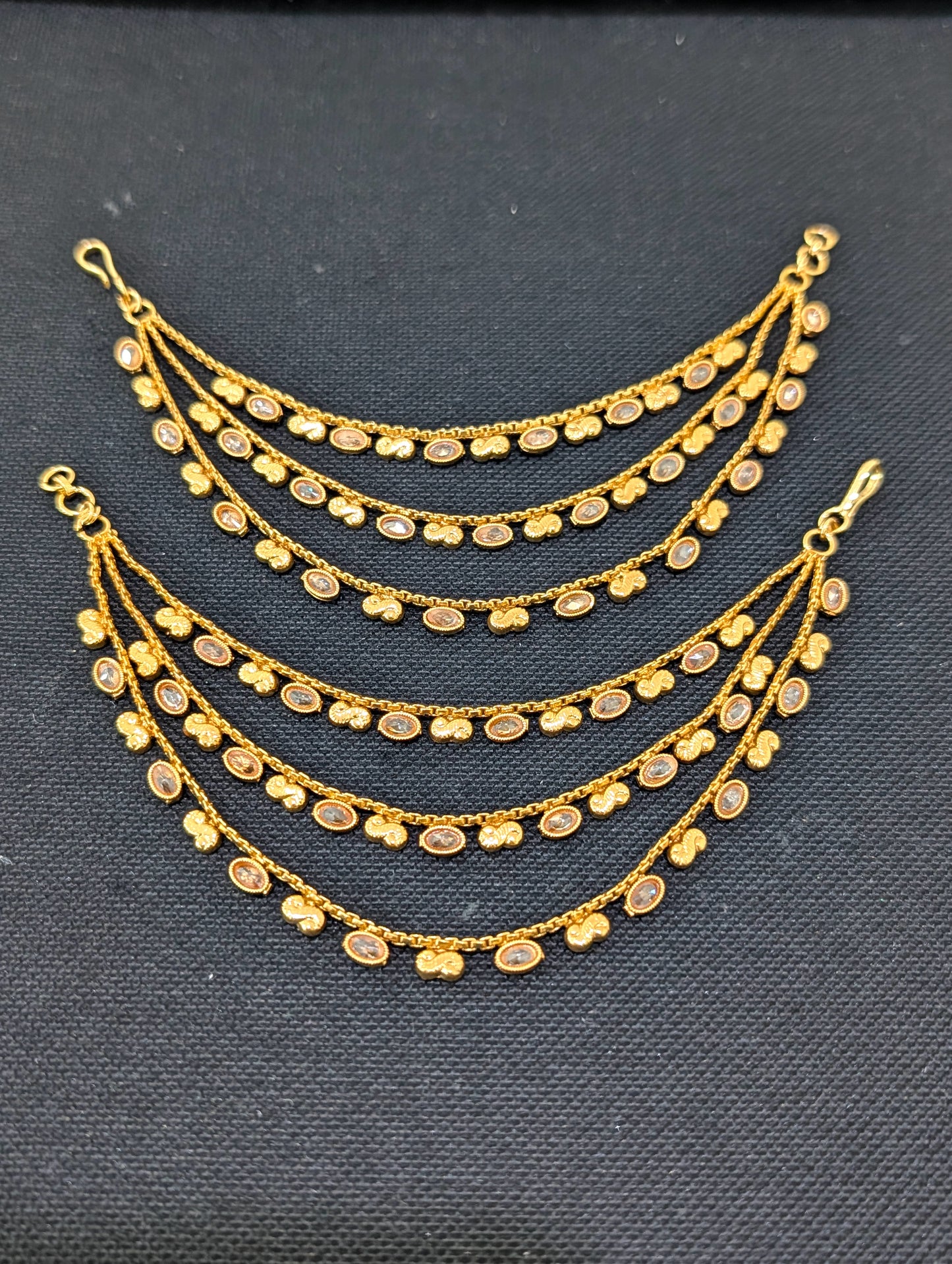 Triple layer Polki Earrings chain / Maatal / Kaan Chain