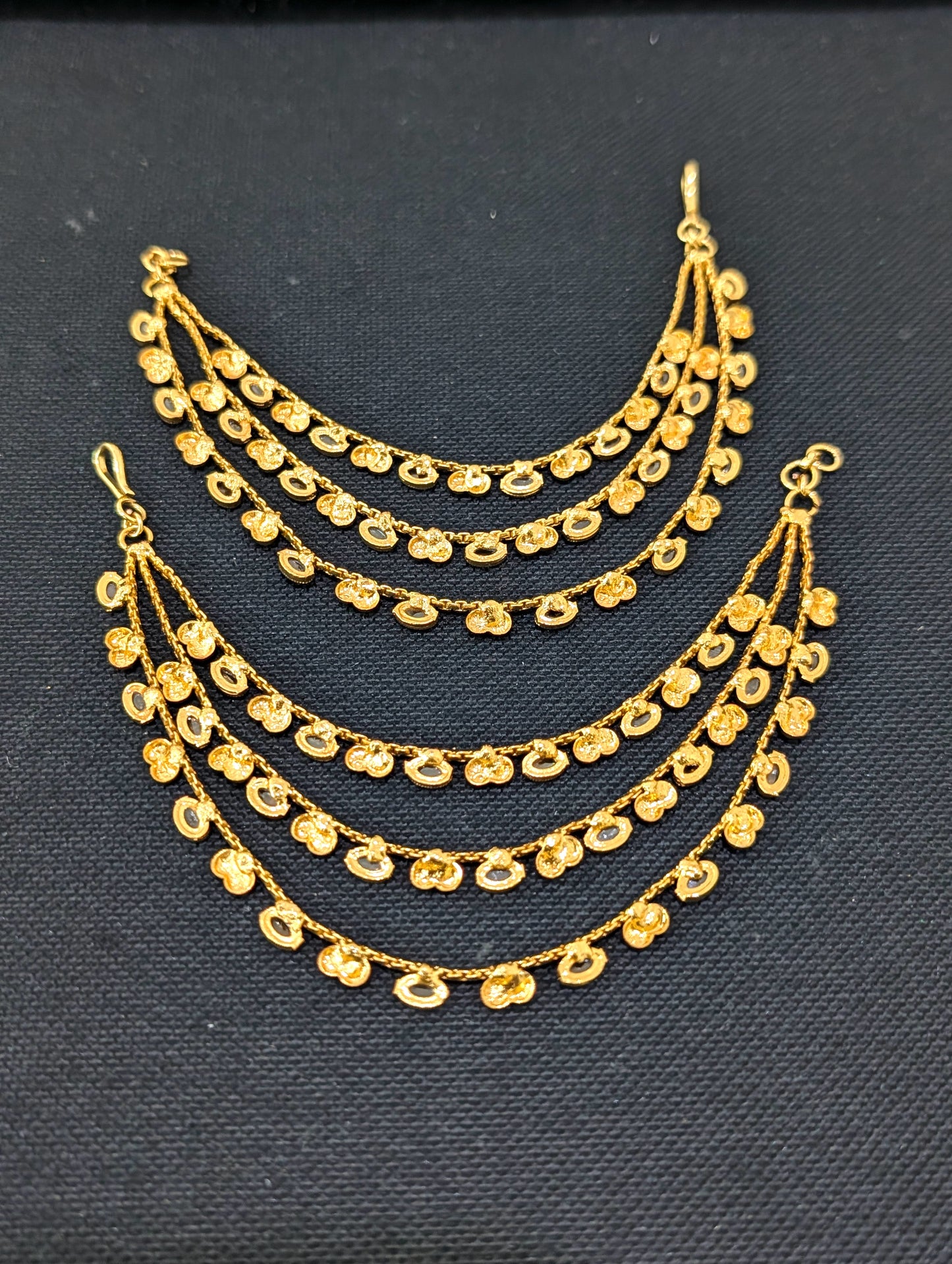 Triple layer Polki Earrings chain / Maatal / Kaan Chain