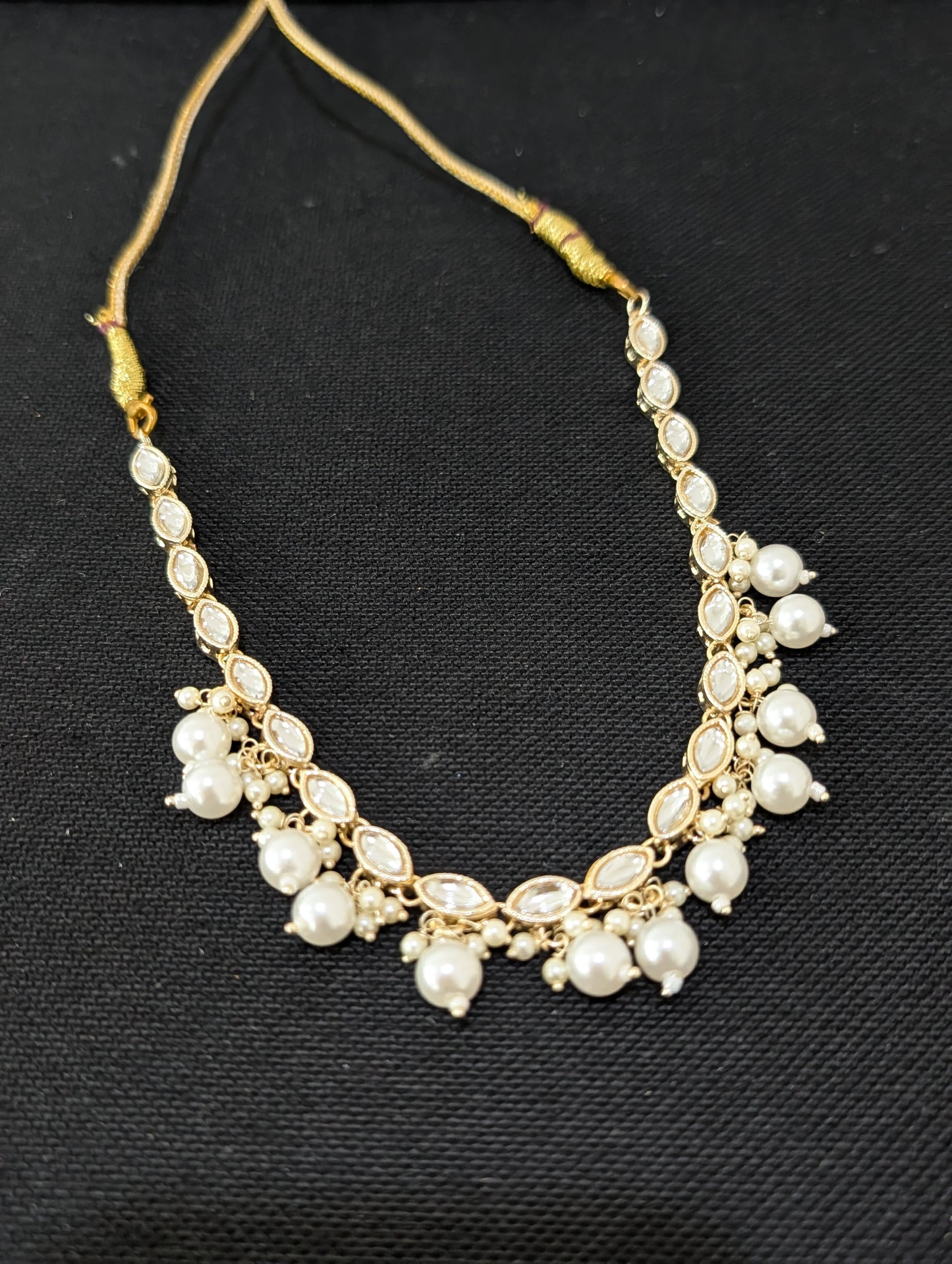 Glass kundan Pearl Choker Necklace - D2