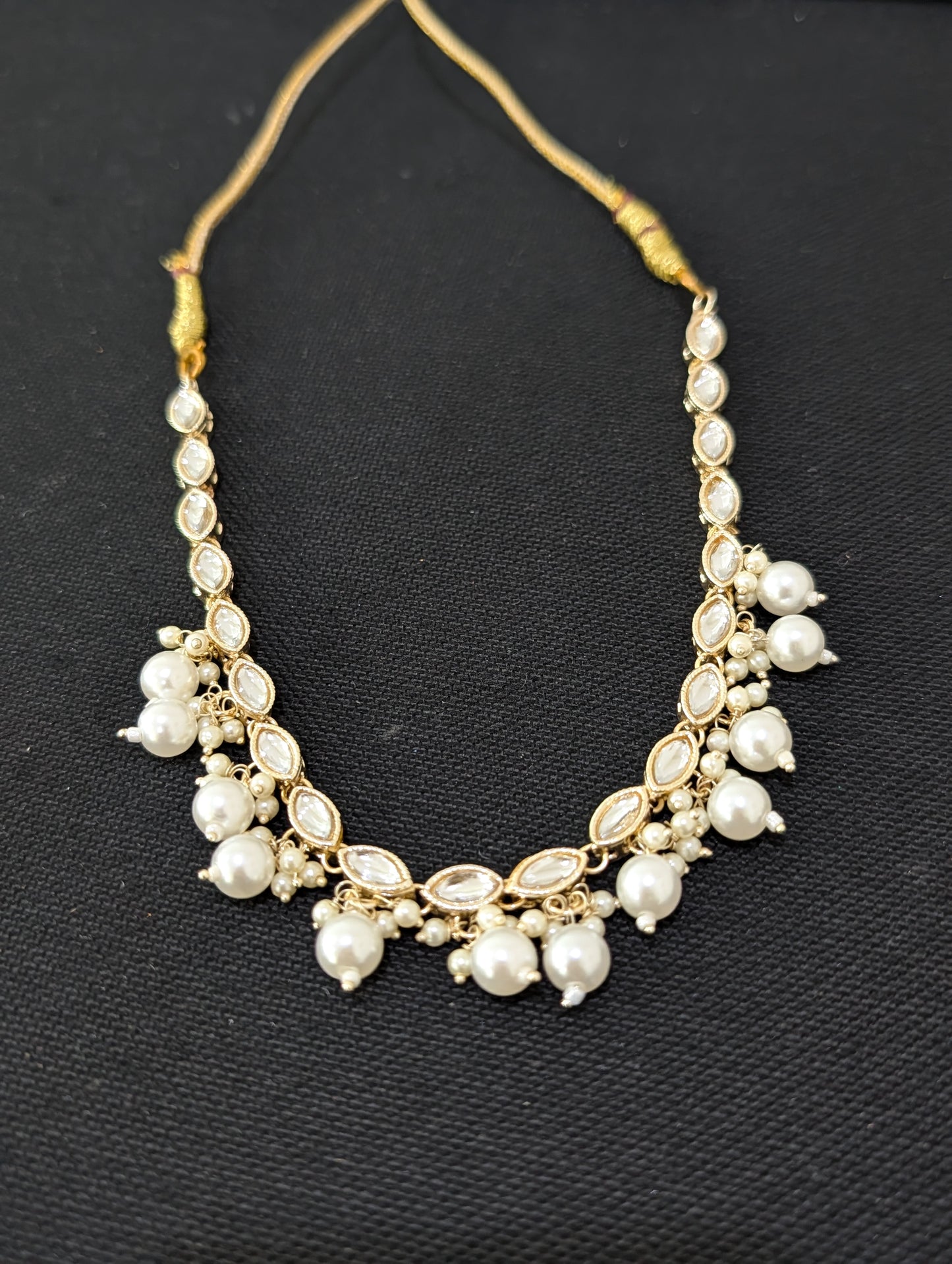 Glass kundan Pearl Choker Necklace - D2