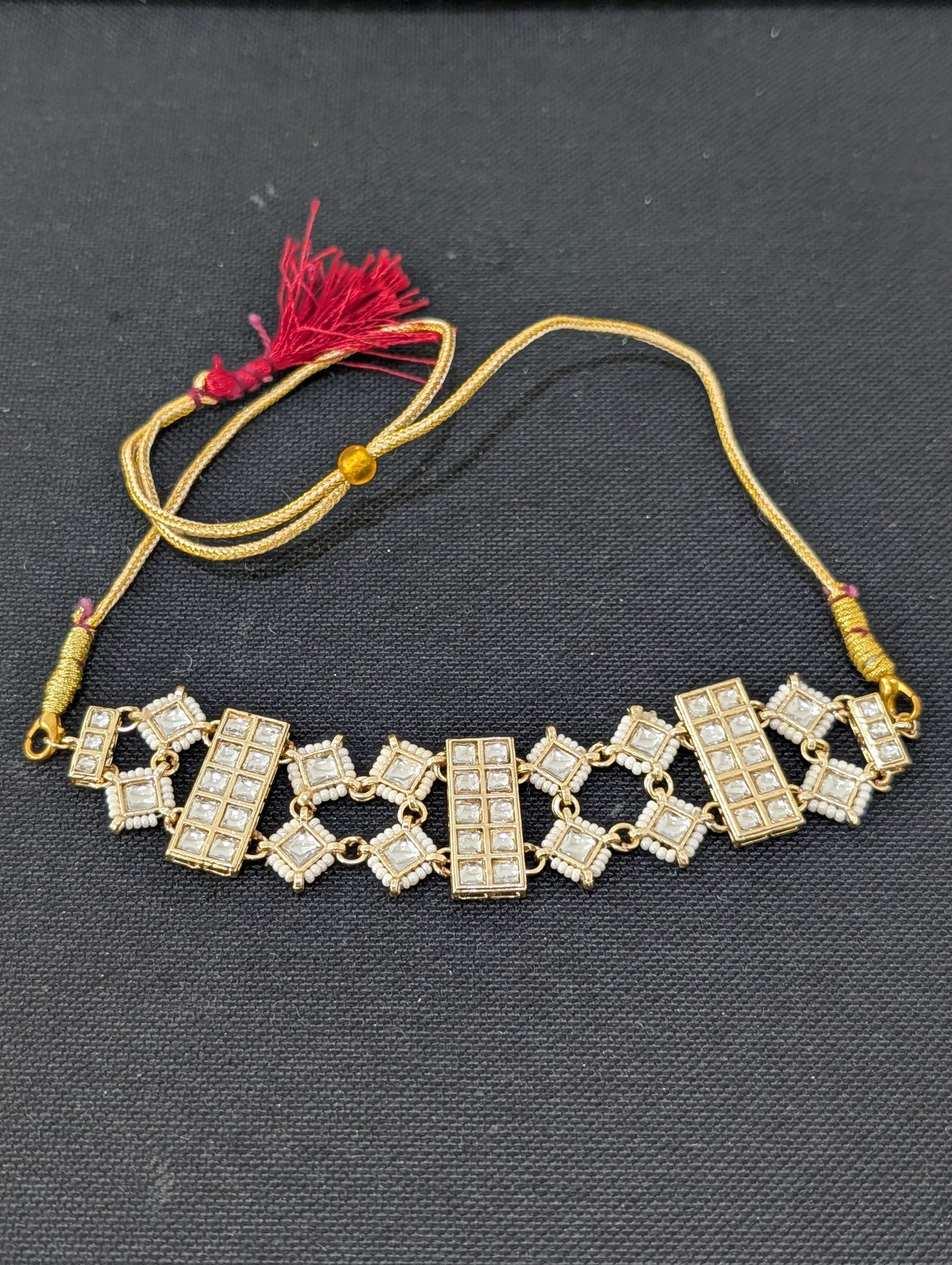 Glass kundan Choker Necklace - D1
