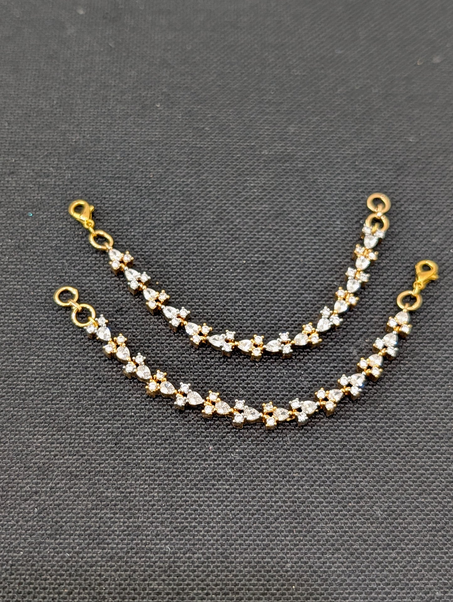 One gram gold plated CZ stone earrings chain / Maata