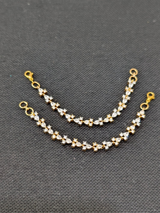 One gram gold plated CZ stone earrings chain / Maata